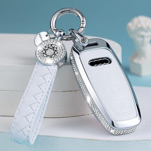 Miniatura 5 de SHANGHONG Compatible con funda para llavero Audi con llavero Modelo 2 blanco