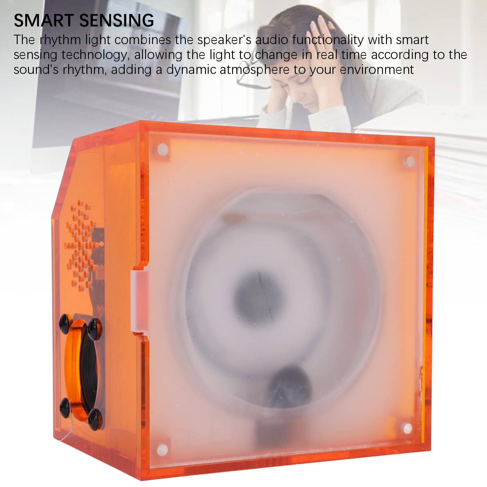Tanzender Ferrofluid -Lautsprecher mit Rhythmus Licht, Bass -Lautsprecher für das Büro für das Wohngebäude, EIN Sound Visualizer -Display, Eingebaut Im 2000mAh Batterie (Orange)