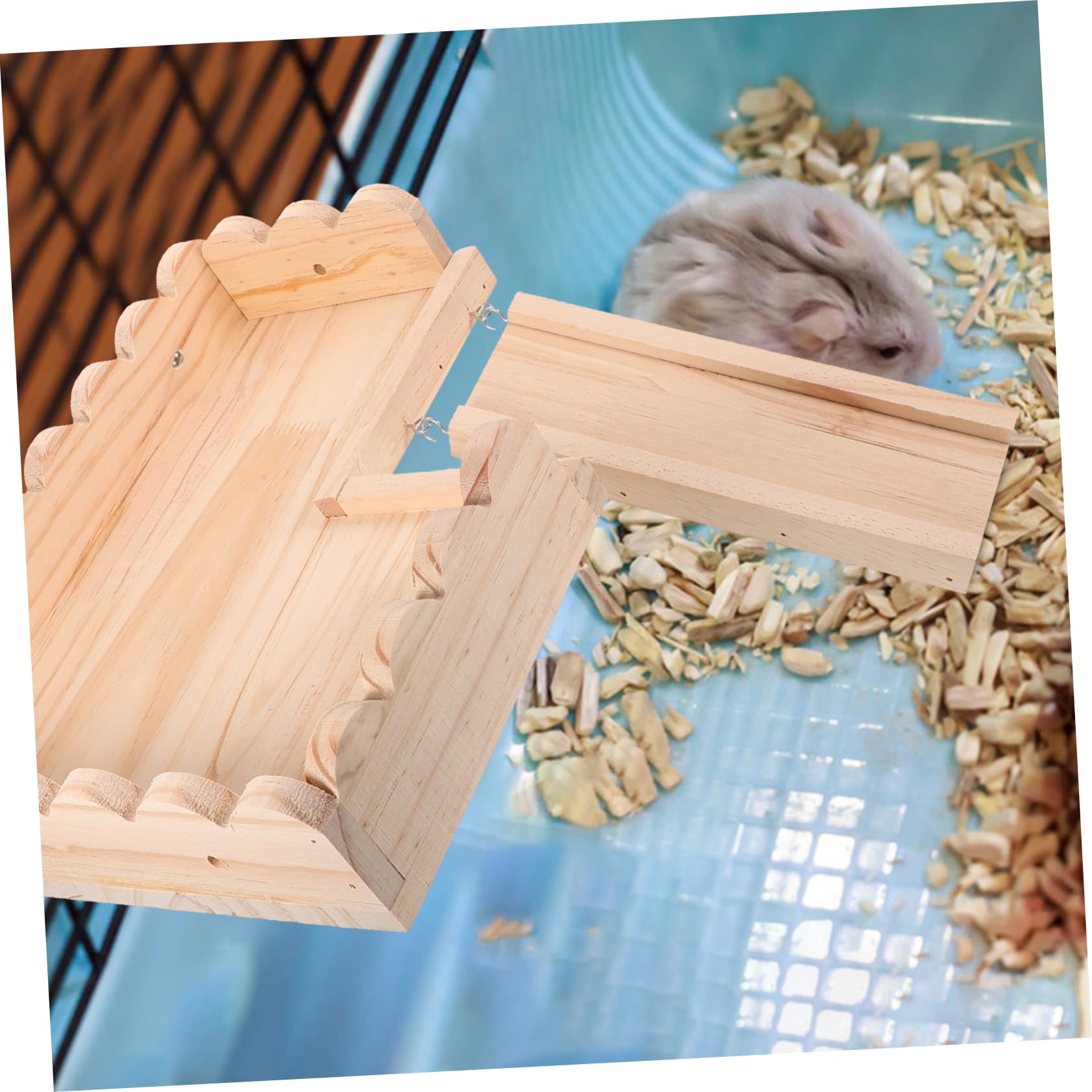 Hamster Holzplattform für Käfig und Spielzeugzubehör, 1 Satz, Khaki