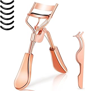 Eyelash Curler | maguja Professional Lash Curlers with Refills Pads 2 PCS with 6 Replacement Pads, no Pinching or Pulling for All Ladies and Girls Eyelashes Makeup Accessory (Rose Gold)