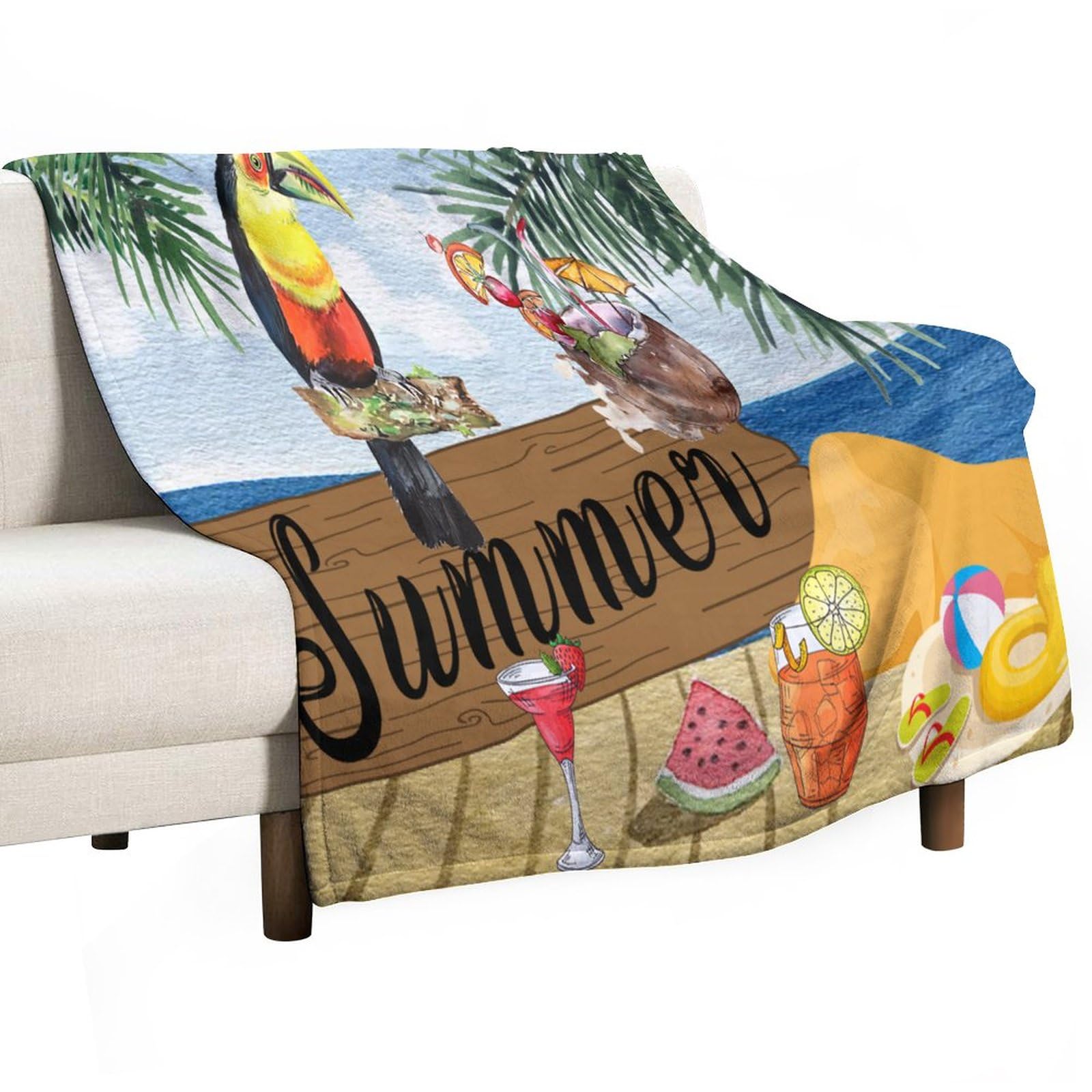 Couverture polaire douce motif flamant rose hawaïen, cadeau idéal de Noël