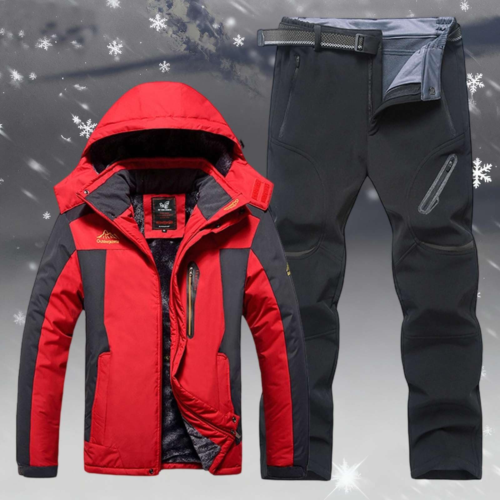 Skianzug Herren 2 Teilig Wasserdicht Warm Ski Anzug Männer Winter Kombi Winddicht Skibekleidung Schneeanzug Gefüttert Thermo Skijacke Skihose Outfit Atmungsaktiv Outdoor Snowboard Ausrüstung Snowsuit