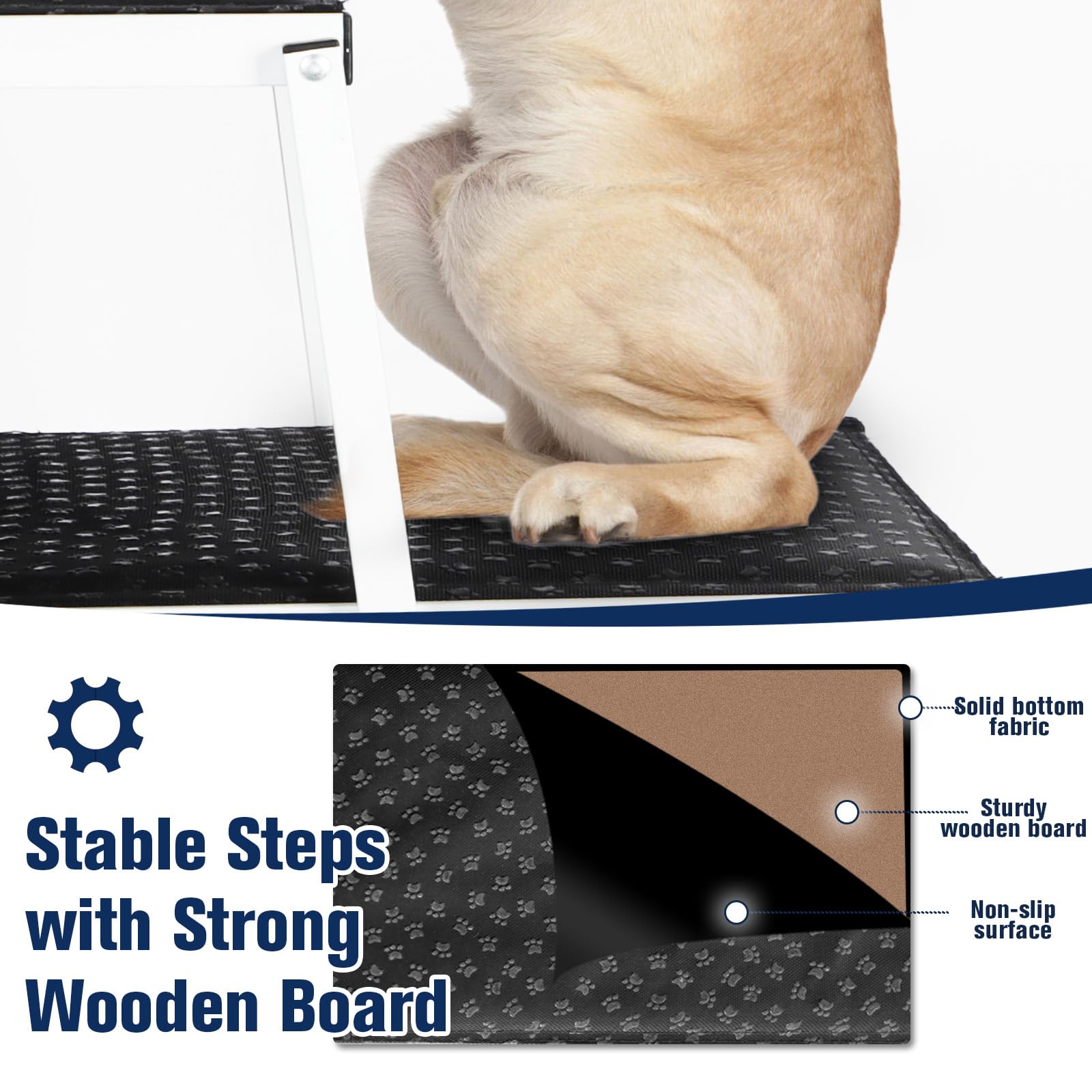 Extra breite faltbare Hundetreppe für große Hunde, tragbare faltbare Haustiertreppenrampe mit rutschfester Teppichoberfläche, leichte Hunderampen für Autos und SUV, LKW, Hundetreppe für große Hunde