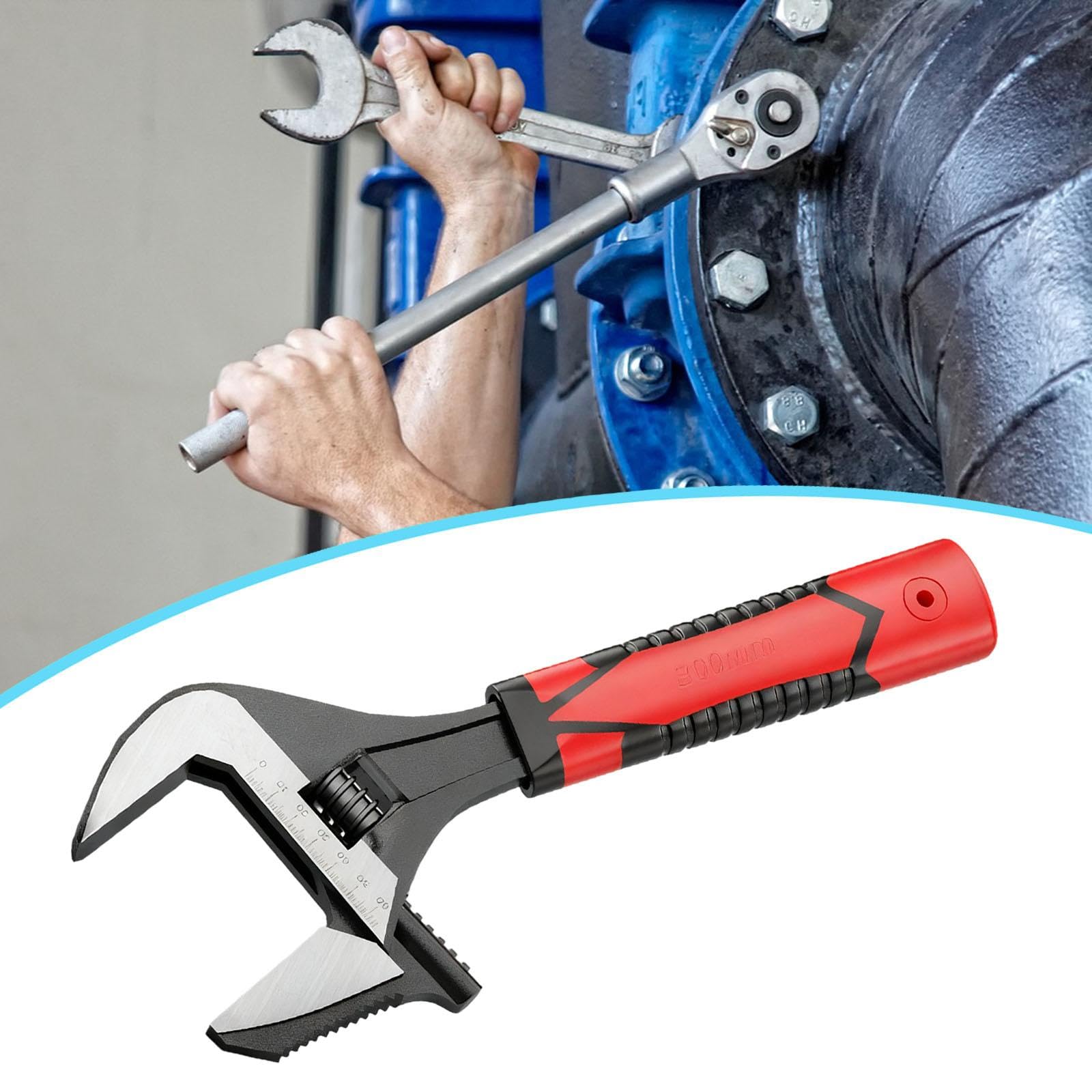 KESOTO Clé à Molette avec Ouverture Grande Réglable Outil de Plombier Polyvalent En Acier Carbone Utilisation Facile Poignée Ergonomique Adaptée pour Réparat, Ouverture de 65 Mm