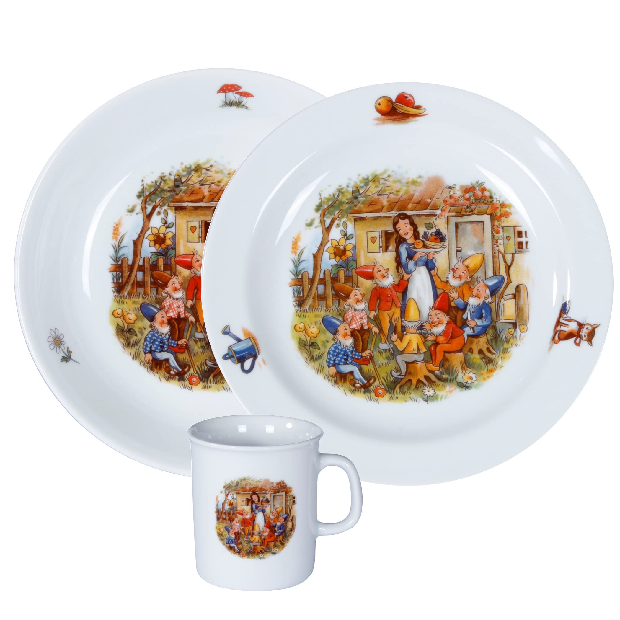 Service de table pour enfant 3 pièces en porcelaine Motif conte de fées Multicolore L.E.R.D.93