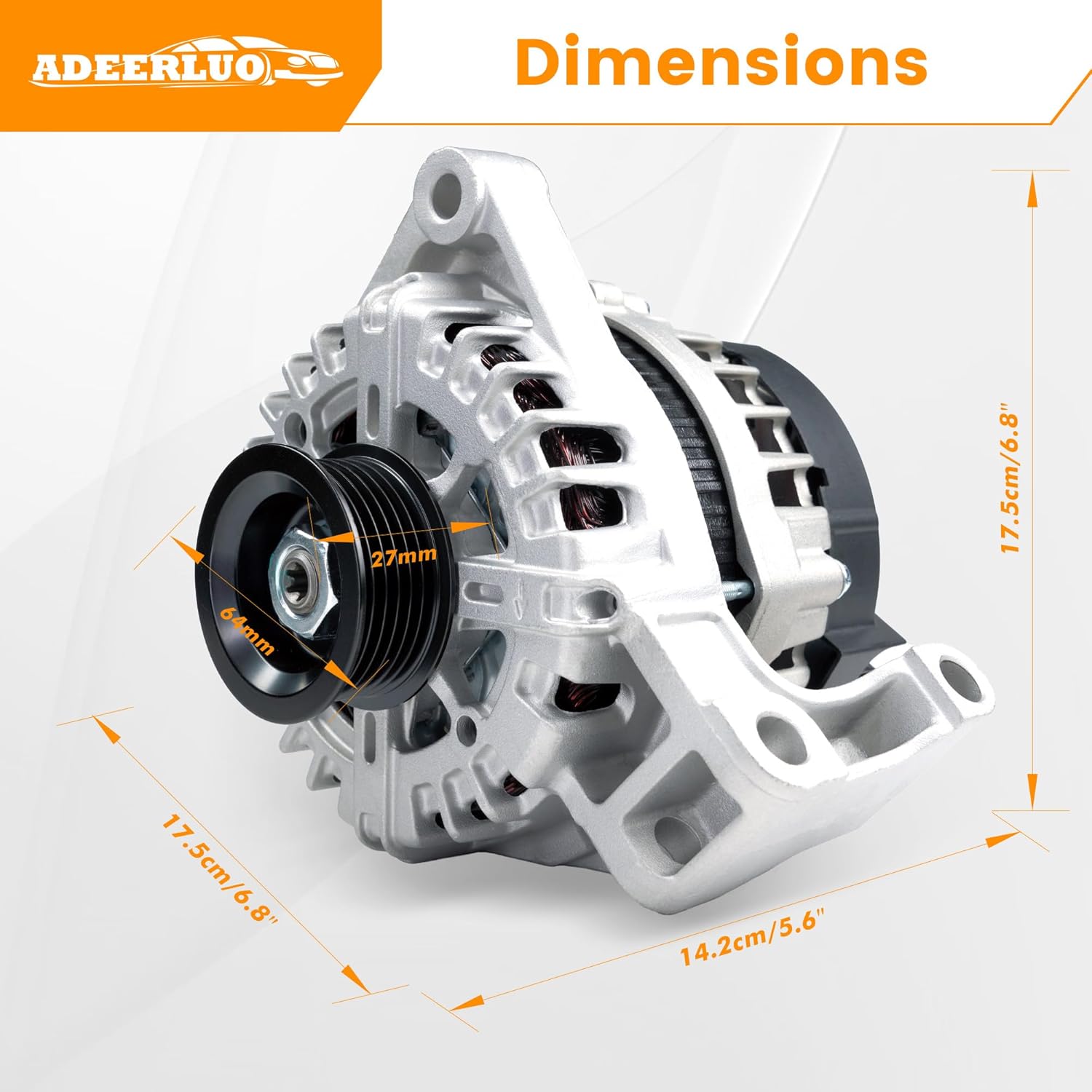 High Output Alternator for/Buick LaCrosse 2010-2016 for/Cadillac SRX 2010-2012 for/Chevy Captiva Sport 2012 Equinox 2010-2012 Impala for/GMC Terrain 2010-2012 12V 150Amp CW 6-Groove Pulley 13502585
