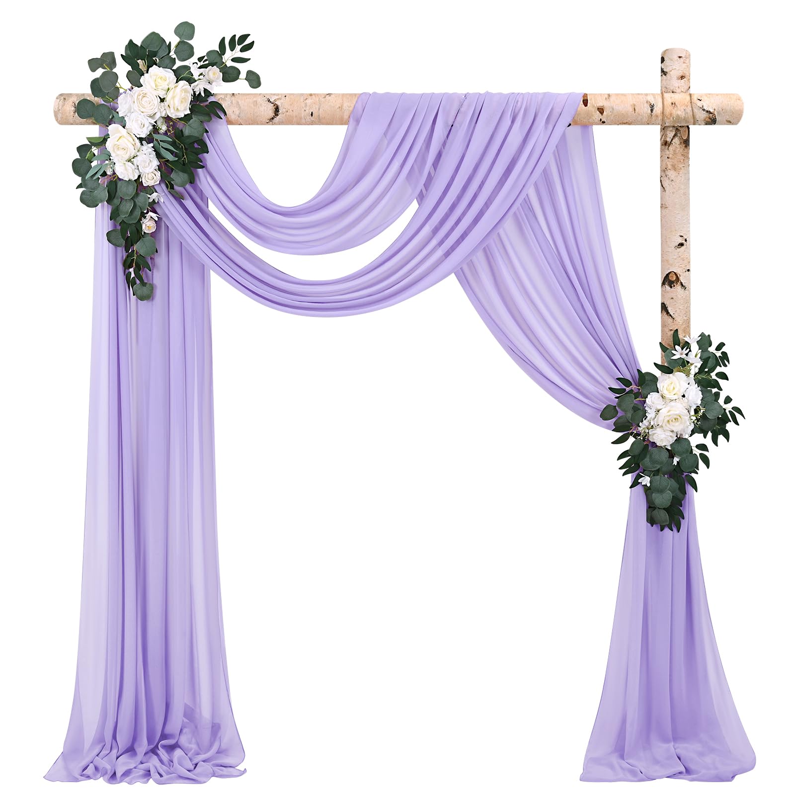 2 Panels Wedding Arch Draping Fabric，28" x 20 Ft Lavender Purple Arch Drapery Chiffon Sheer Backdrop Curtain Wedding Arch Decorations for Ceremony