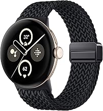 Maledan Bandas elásticas magnéticas compatibles con Google Pixel Watch 3 de 1.614 pulgadas/Pixel Watch 2/Google Pixel Watch Band para mujeres y hombres, correa trenzada ajustable de nailon suave