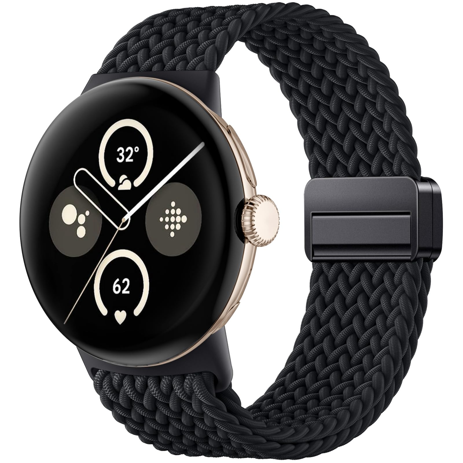 Maledan Magnetic Elastic Bands Compatible with Google Pixel Watch 3 41mm Band/Pixel Watch 2/ Google Pixel Watch Band Women Men, Soft Nylon Adjustable Braided Strap Replacement Wristbands Accessories