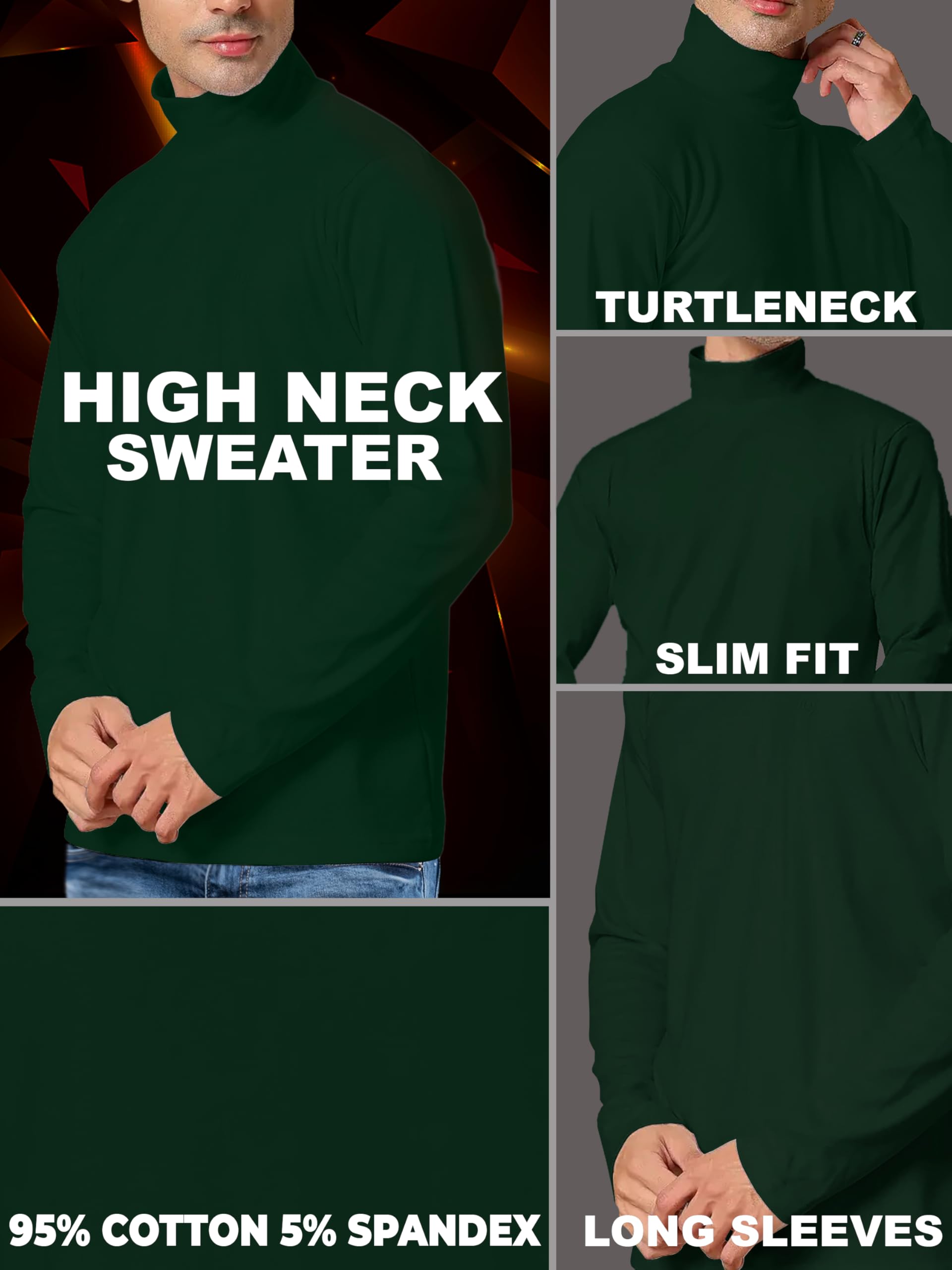 Herren Rollkragen Langarmshirt - Winterpullover Pullover für Männer - Bild 9 von 20