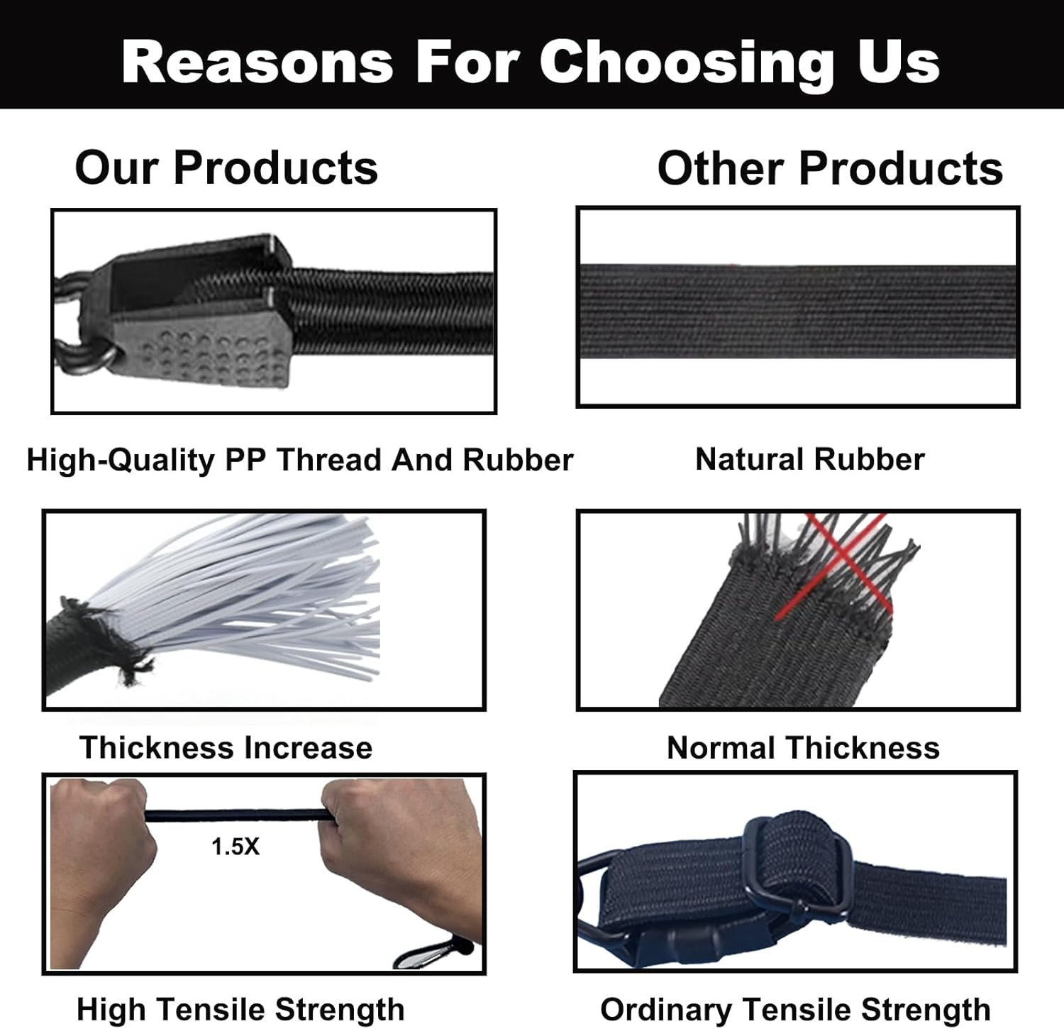 48 Inch Bungee Cord with Aluminum Alloy Hook, 8 Pack Superior Rubber Heavy Duty Straps Strong Elastic Rope for Outdoor Tent, Luggage Rack, Camping, Cargo, Bike,Storage. (48 Inch -Black-Adjustable)