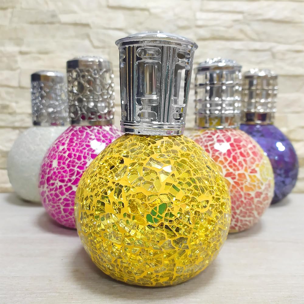 Pack Ahorro Lámpara Catalítica Mosaico Dorado + Fragancia Aroma Lavender 500ml. Elimina malos olores e impurezas, perfuma y limpia.