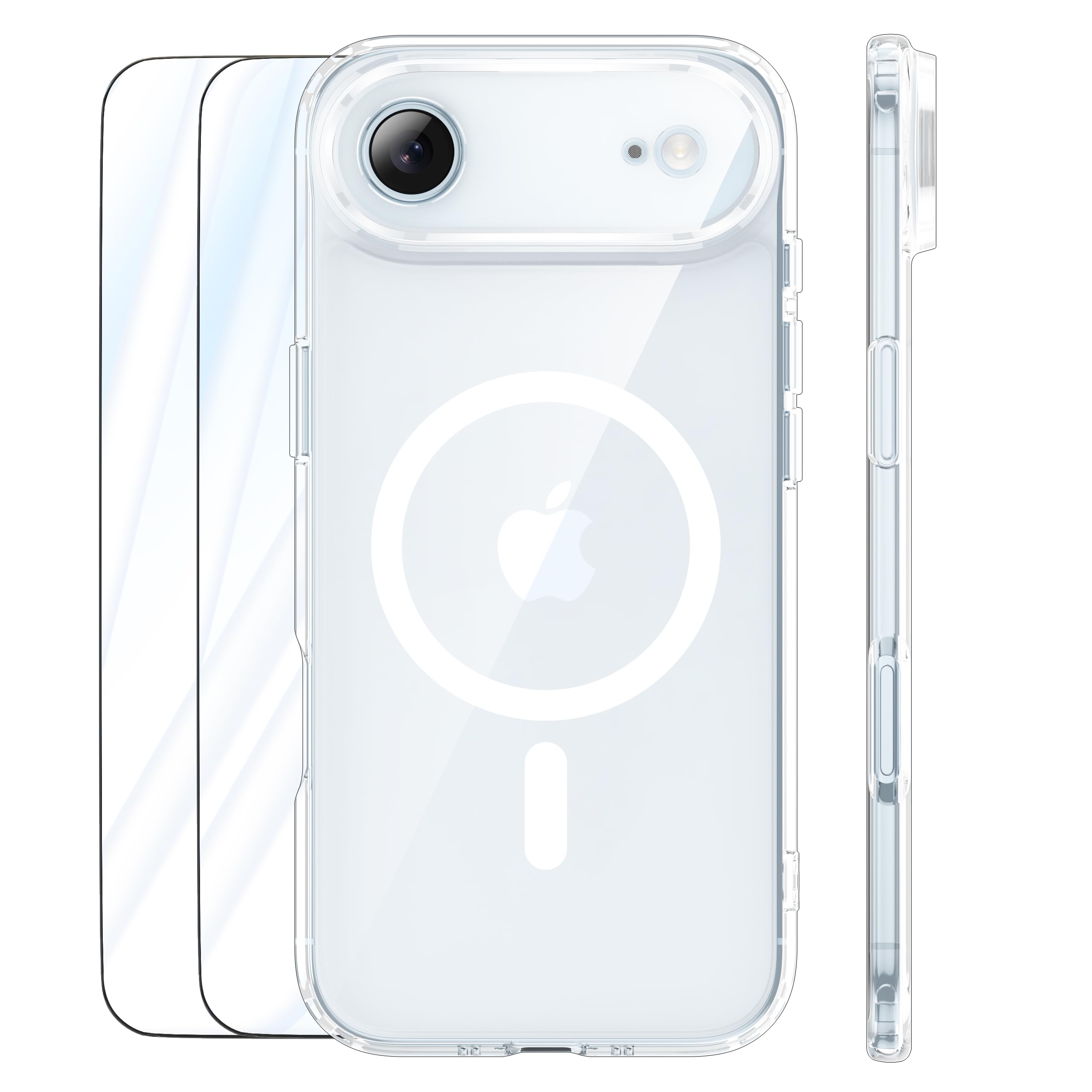 ORETECH Hülle für iPhone 17/17 Pro Max/16 Plus/15 Pro/14/13/12/11/XR/X/SE mit 2 Schutzfolie