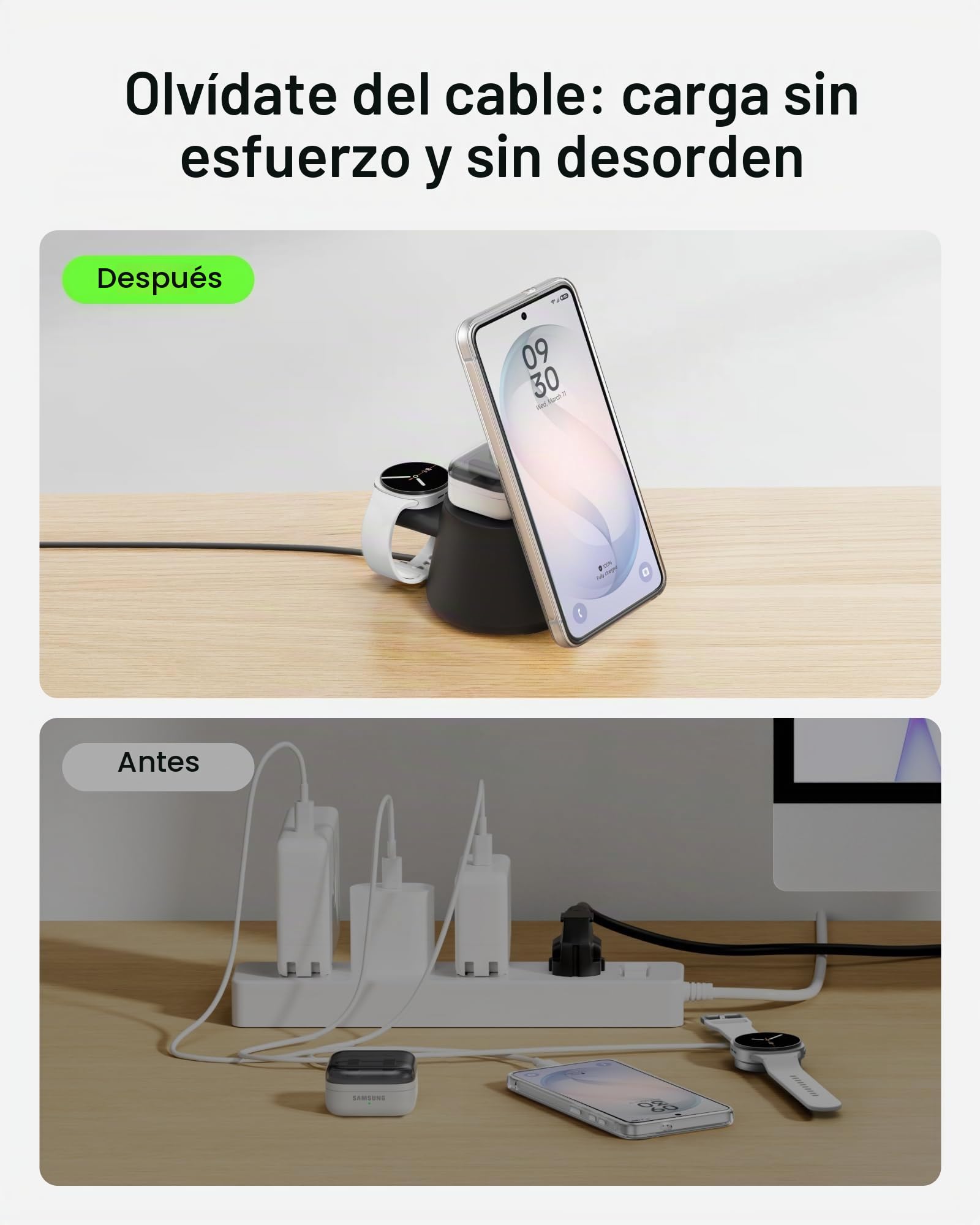 Belkin Qi2.2 - Estación de carga inalámbrica magnética de 25 W, cargador Samsung 3 en 1
