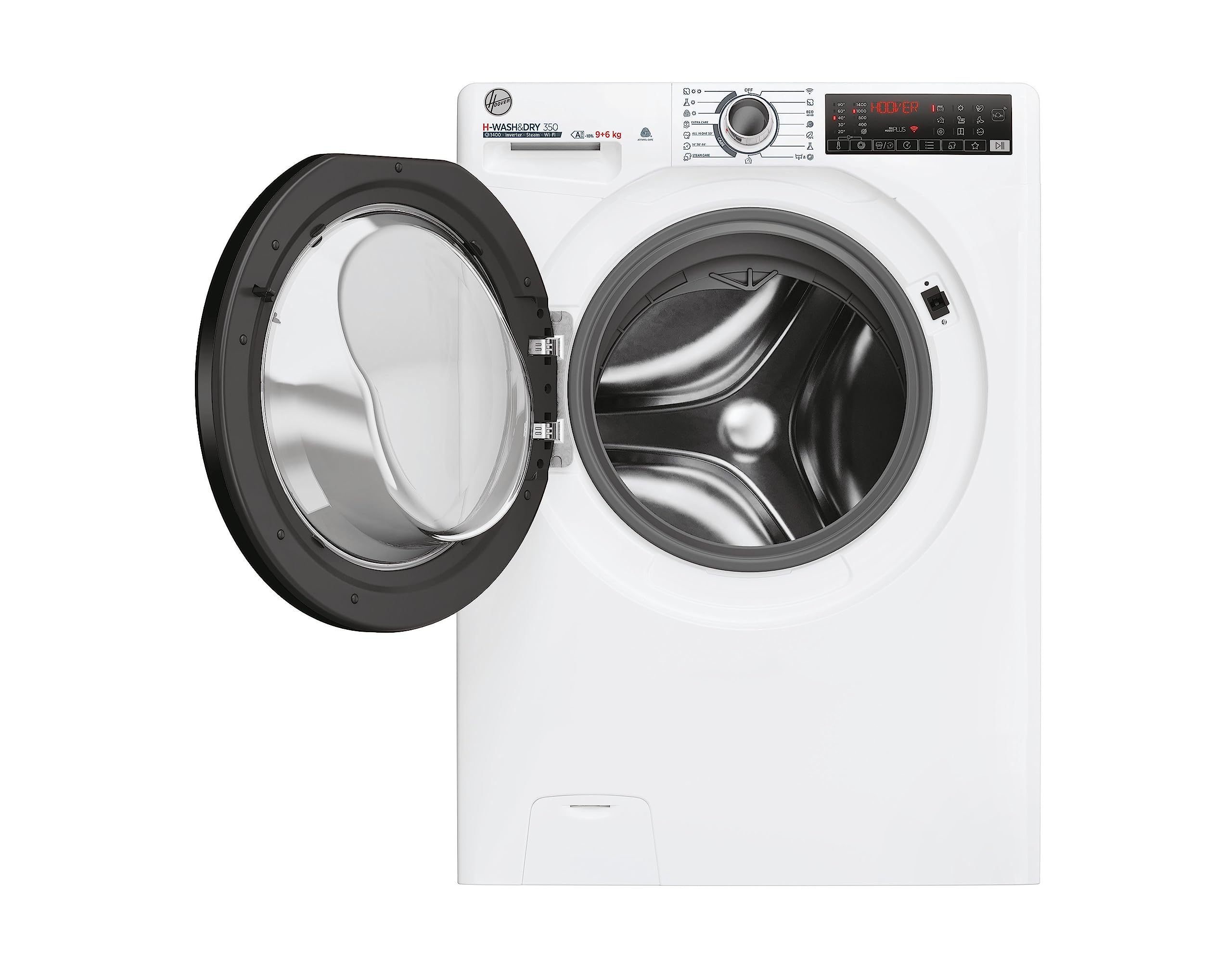 Hoover H-WASH&DRY 350 H3DPS4966TAMB6-S - Asciugatrice/classe di efficienza energetica D/A/A, capacità di lavaggio 9 kg/asciugatura 6 kg/Active Steam funzione vapore/inverter motore/WiFi e Bluetooth