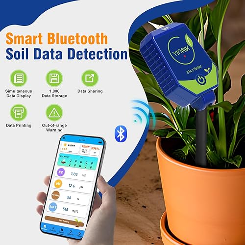 Miniatura 10 de YINMIK Medidor digital de pH del suelo para jardineros, probador de pH directo del suelo para el cuidado de las plantas, mide el pH de la solución,
