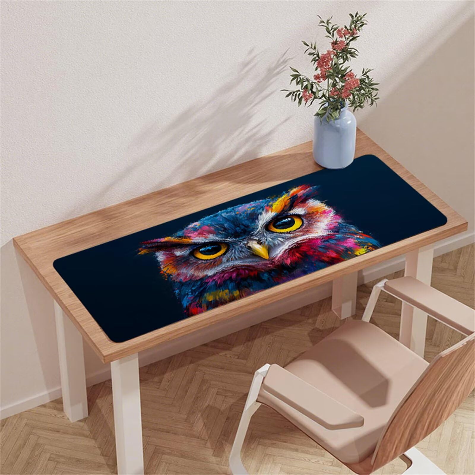 Podkładka pod mysz XXL 1200 x 600 x 3 mm, czarna podkładka pod mysz, wodoodporna sowa biurko mata biurkowa ze zszytymi krawędziami i antypoślizgową podstawą akcesoria biurkowe, do biurka komputerowego
