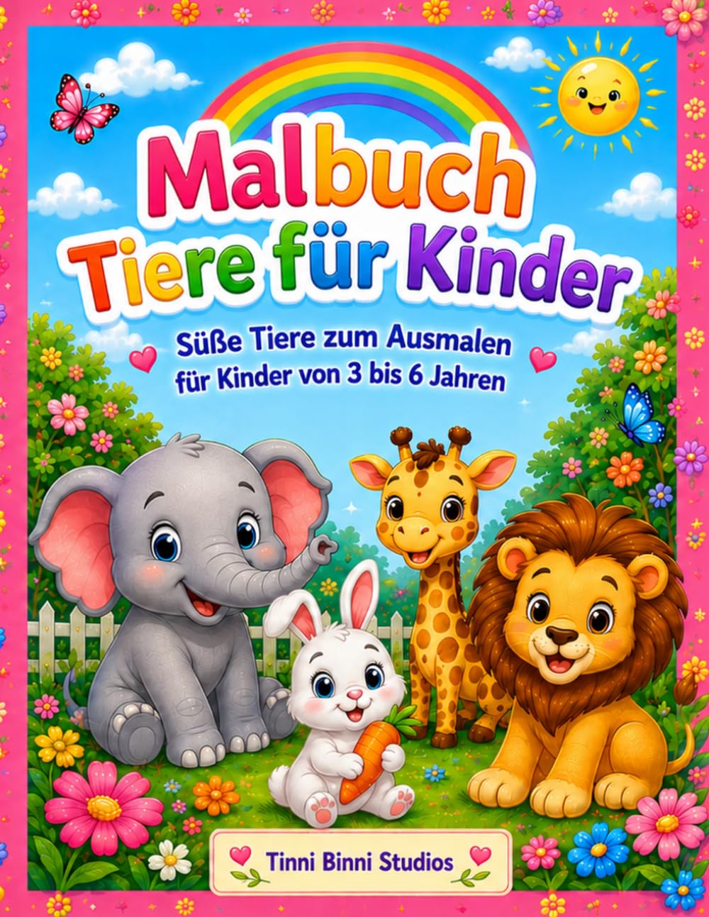 Malbuch Tiere für Kinder: Süße Tiere zum Ausmalen für Kinder von 3 bis 6 Jahren