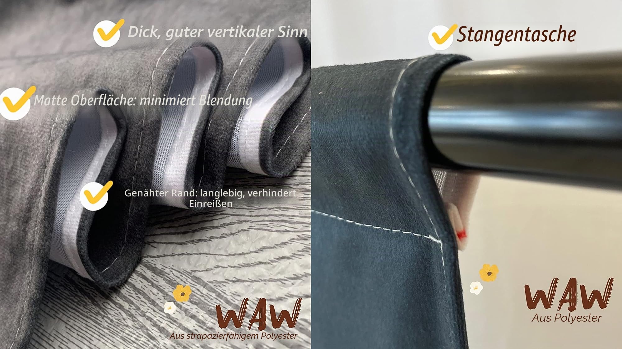 WaW 3x3m Fotohintergrund Grau Strukturiert Textur Stoff Polyester Hintergrund Fotostudio, Perfekt für Porträt, Produkt und Event-Fotografie