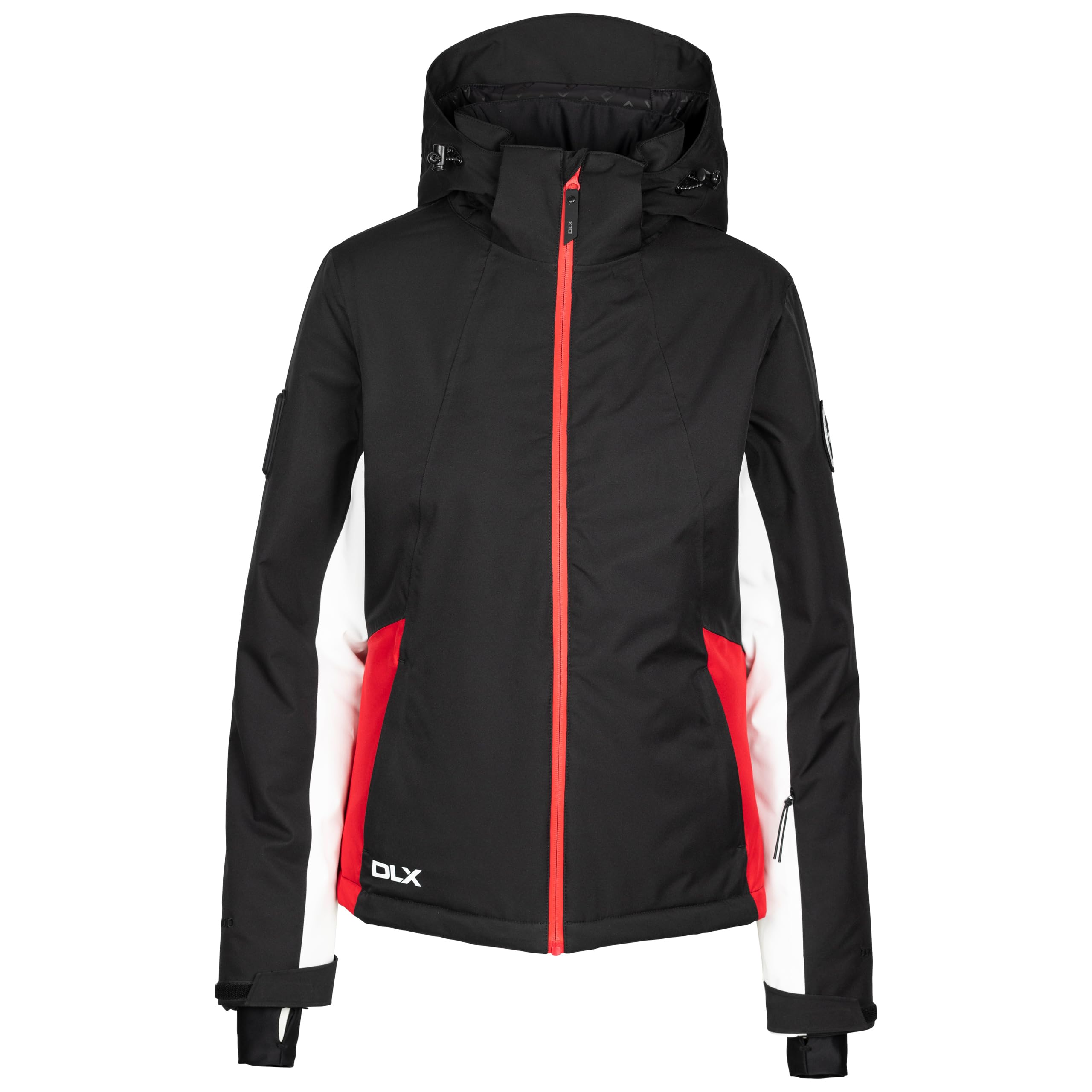 Dlx Women's Black Ski Jacket Slim Fit With Down Filling And Zip Off Hood - Dolores