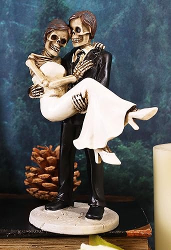 Ebros Love Never Dies Romántico Esqueleto Nupcial Pareja Marido Llevando Esposa Noche de Boda Figura Día de los Muertos Gótico Novia y Novio