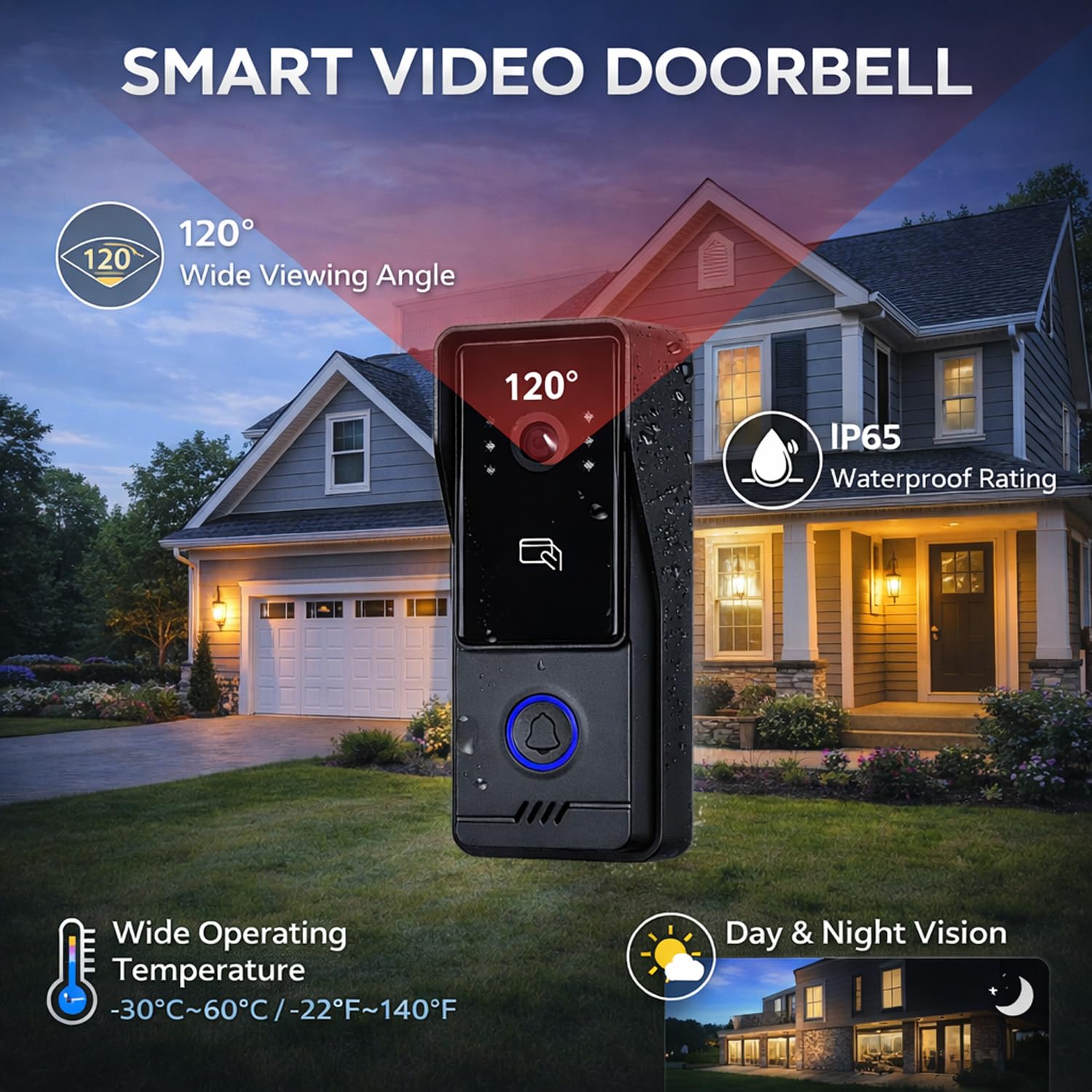 Visiophone WiFi TUYA avec contrôle d’accès, interphone vidéo connecté, ouverture de porte via application mobile et RFID(IC) / NFC, pour entrées résidentielles et professionnelles(4)