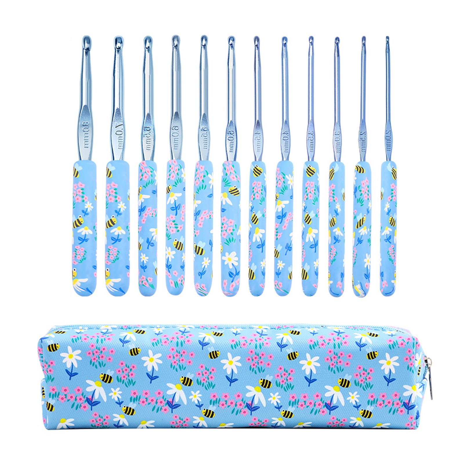 Tsophreniq 9 / 12Pcs Soft Handle Crochet Hook Ergonomic Grip Set Needle for Crocheting Weaving Knitting Project for Craft Enthusiasts