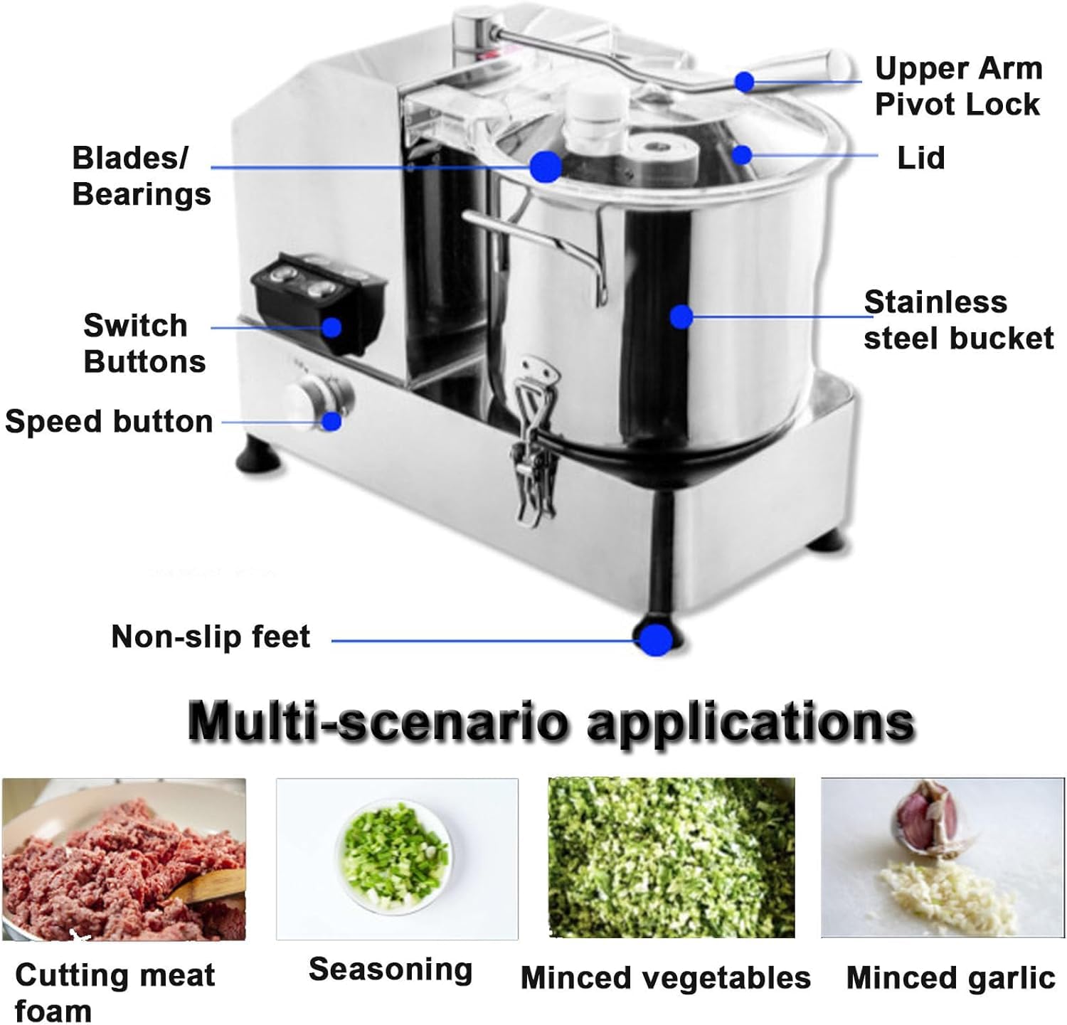 Robot culinaire électrique 9 L - Hachoir à légumes et à Viande Polyvalent pour Une préparation Facile des légumes, Fruits et viandes | Idéal pour la Cuisine Maison