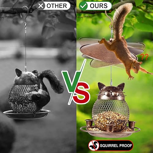 Miniatura 4 de LBTING Comedero para pájaros para exteriores, de metal, a prueba de ardillas, decoración para colgar al aire libre, jardín, patio, lindo en forma de