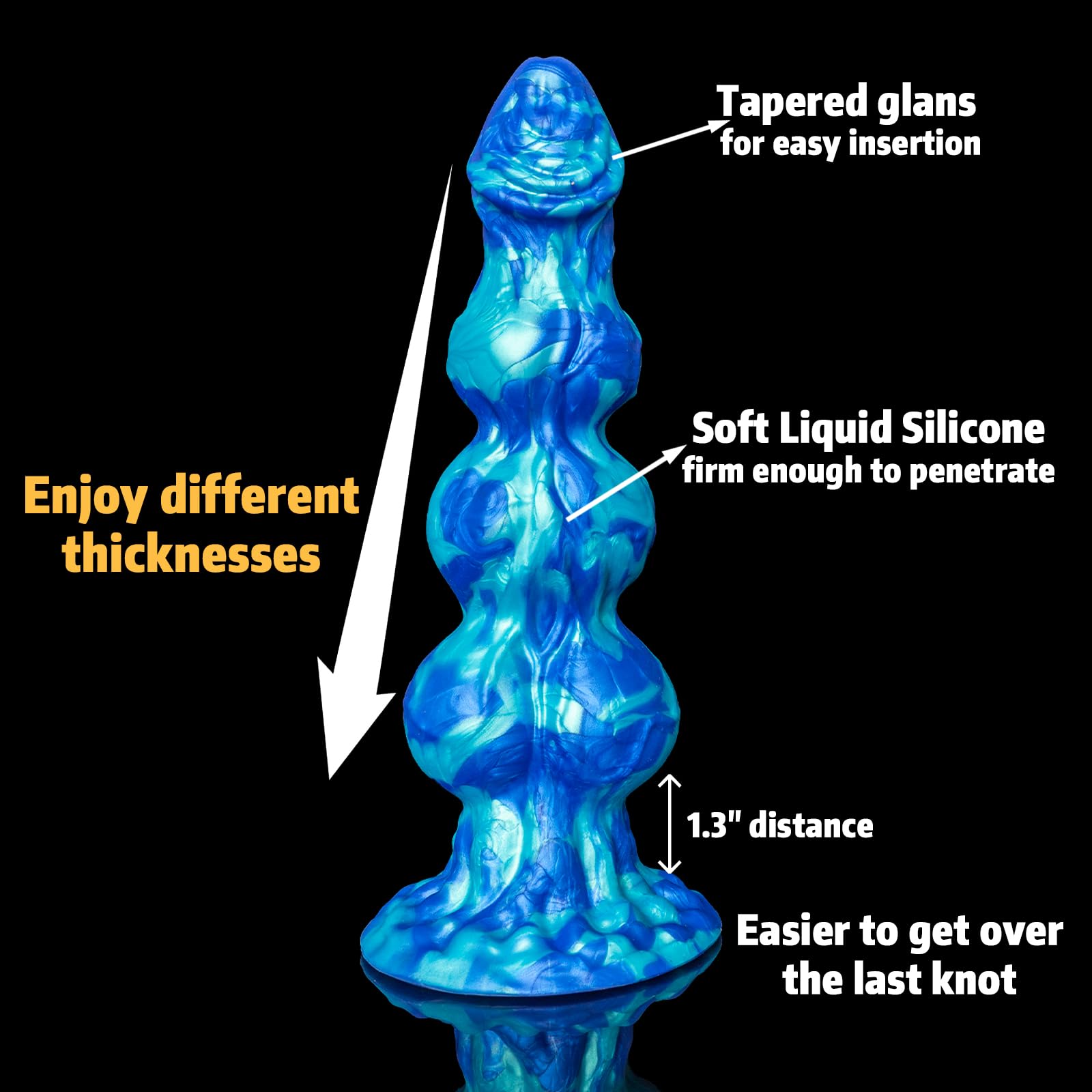 9.75” Big Knot Monster Fantasy Dildo - Thick Girth Alien Dildo with 3 Dog Knots, XL Large Giant Liquid Silicone Anal Dildos with Strong Suction Cup, Adult Sex Toys & Games for Women Men: Blue