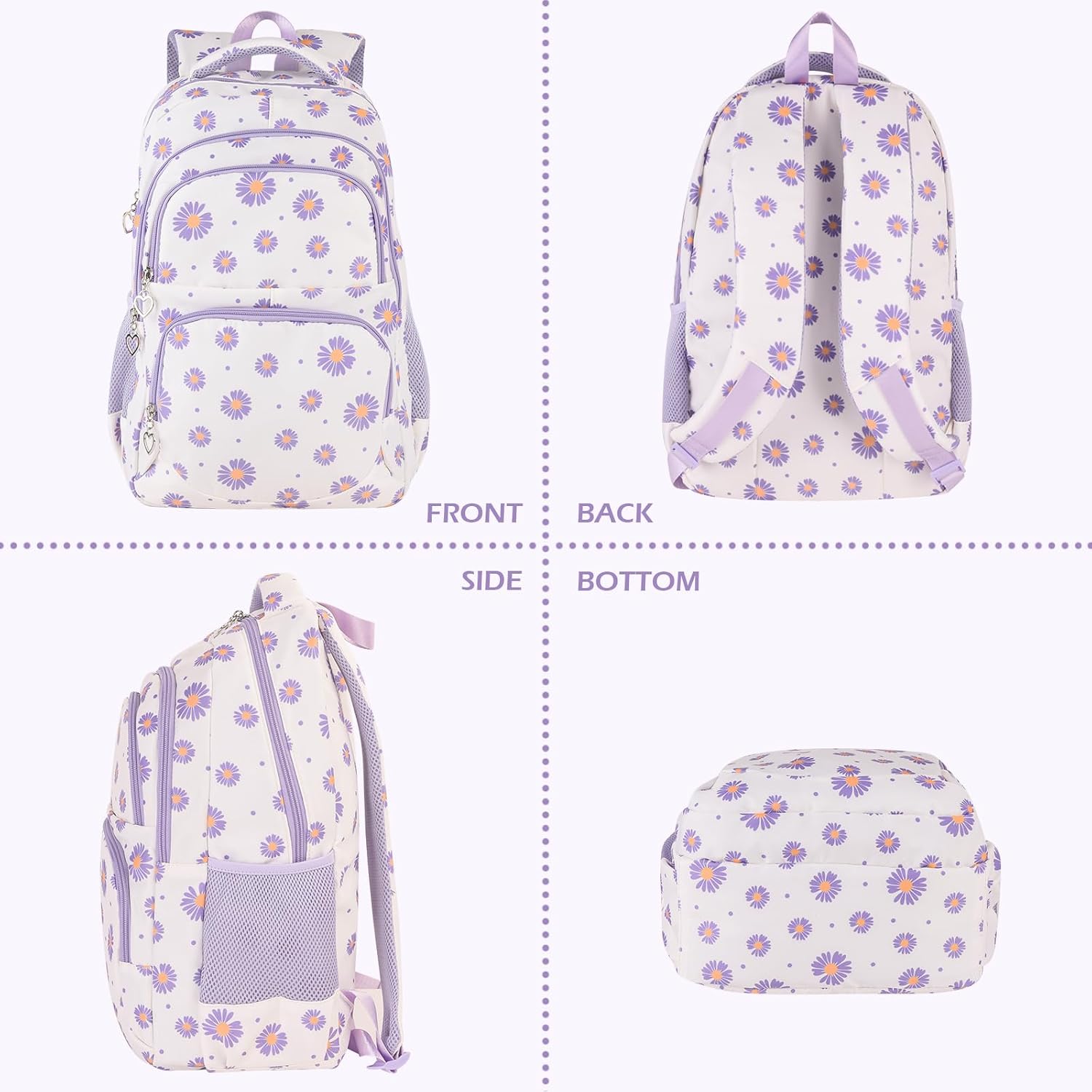 Glodwheat Daisy Printed Backpack Girls 3pc