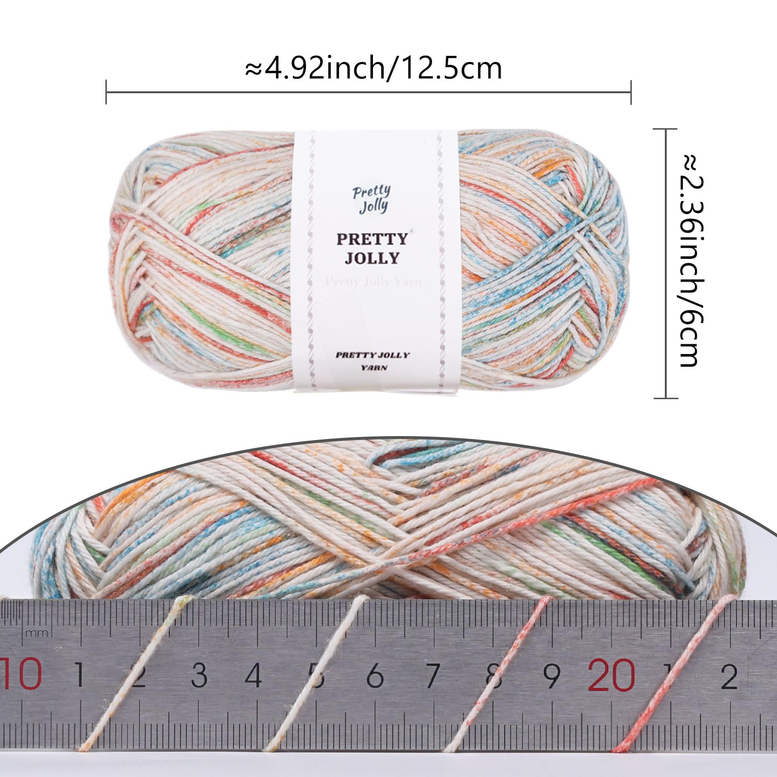 Pretty Jolly 4 Skeins Soft Baby Yarn, 100% Cotton, Crochet & Knitting, 4 Ply, Fingering Weight - Image 2