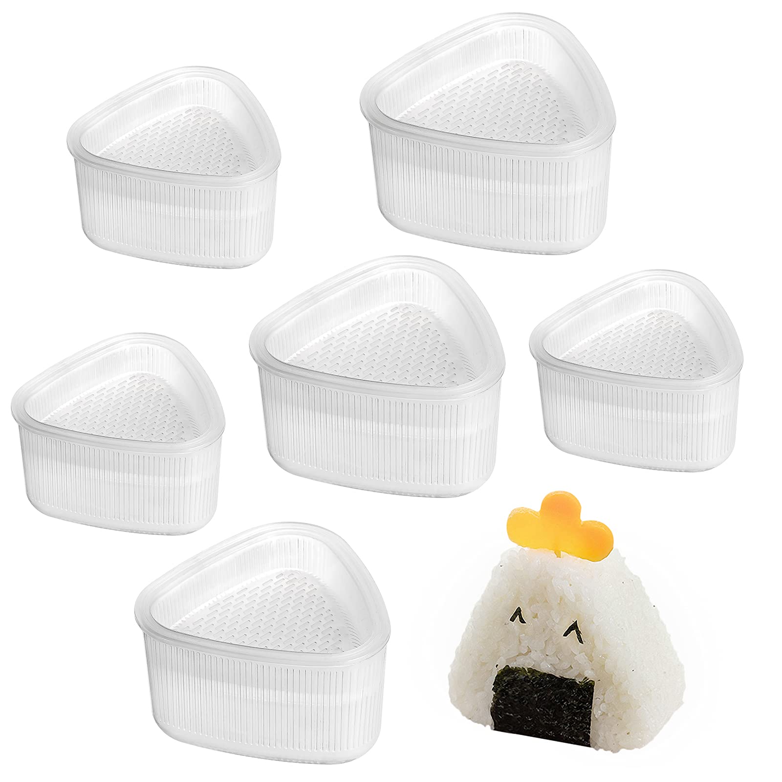 Blucent Triangle Sushi Mold Onigiri Maker Mold Rice Ball Bento Presses Mold Sushi Making Kit for Home Kitchen DIY Cuisine 2 Size 6pcs