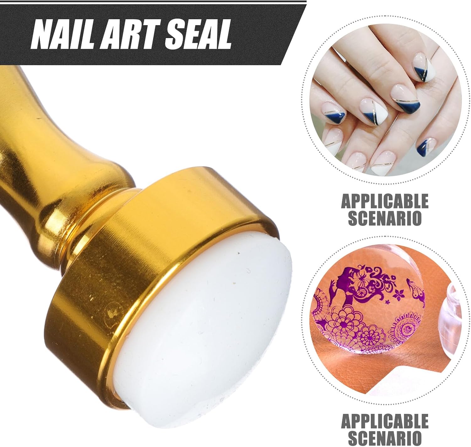 Silicone Nail Art Stamper Practical Manicure Tool for DIY Nail Designs Easy to Use Metal Stamper Head