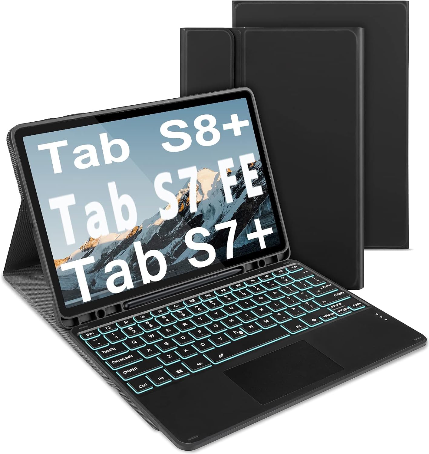 Galaxy Tab S7 Fe Hülle Mit Tastatur Beleuchtete Tastatur Hülle mit Touchpad für Samsung Galaxy Tab S7 Plus