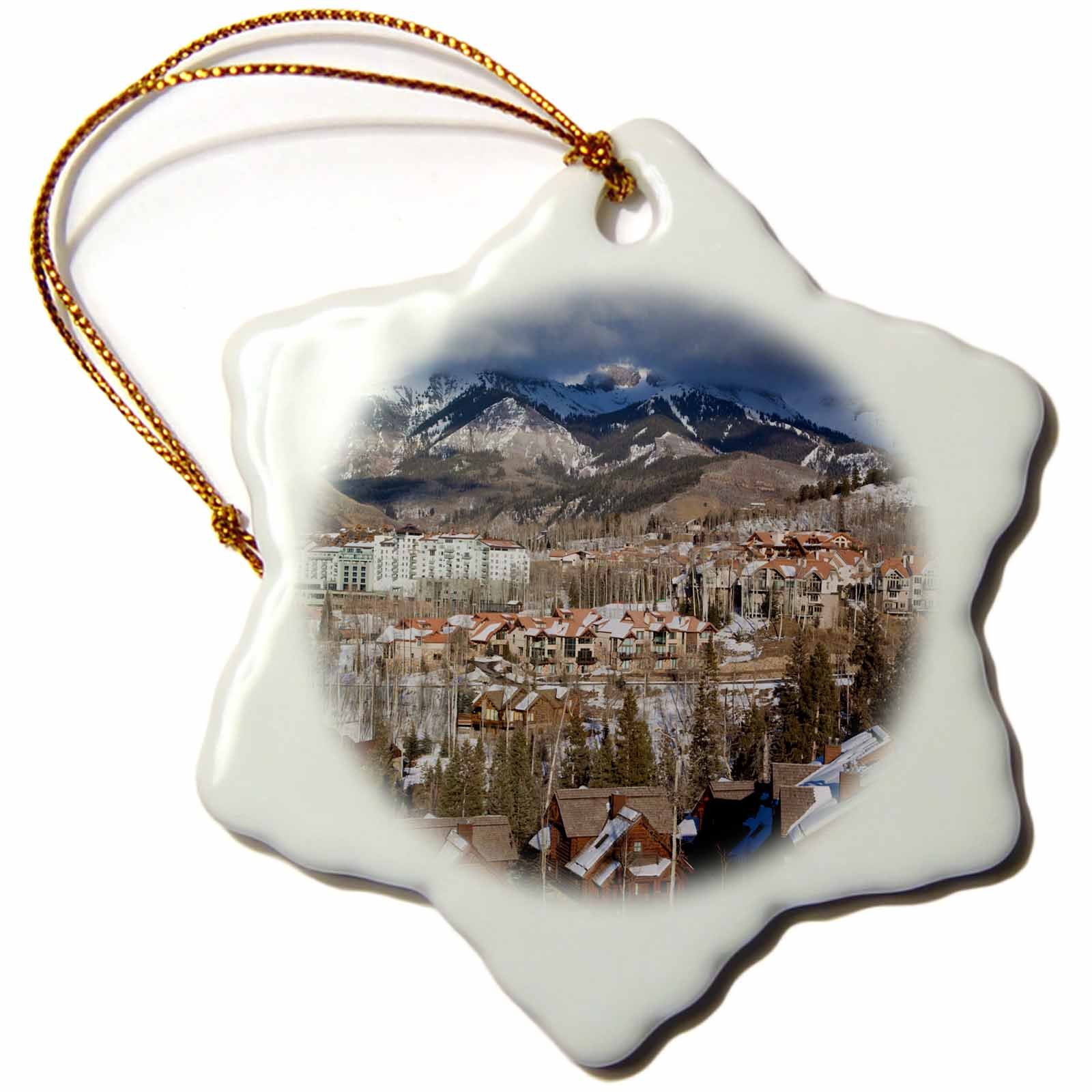 3dRose USA Snowflake Ornament, 3"