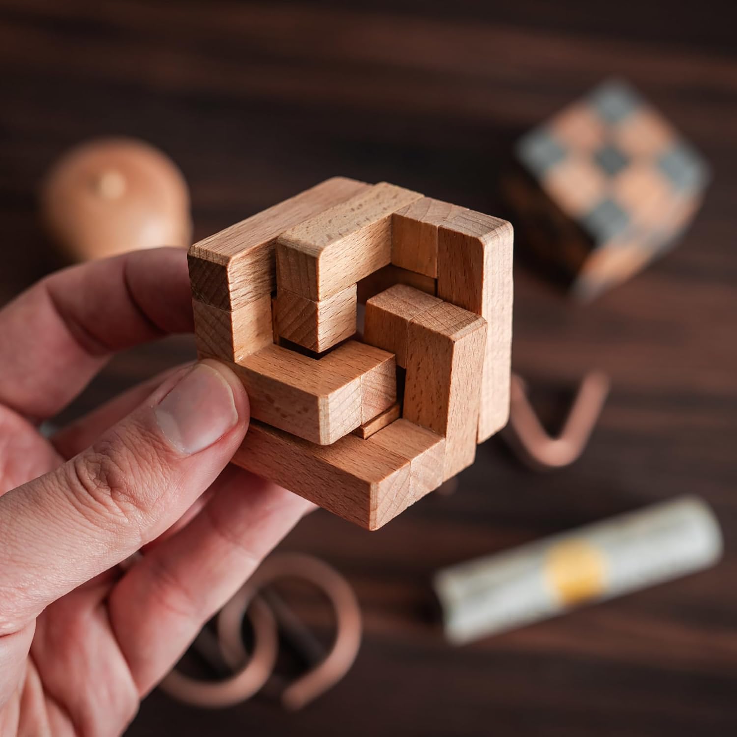 Professor Puzzle: Seven Wonders of The World Puzzle Set - 3D Handheld Brainteasers, 4 Wooden & 3 Metal, Landmark Challenges, Lost & Found Collection