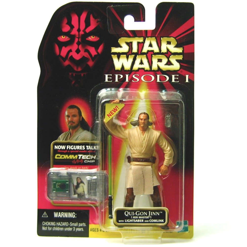 1 X Star Wars - E1 - CommTech Chip - Collection 1 - Qui-Gon Jinn (Jedi Master) with Lightsaber and Comlink