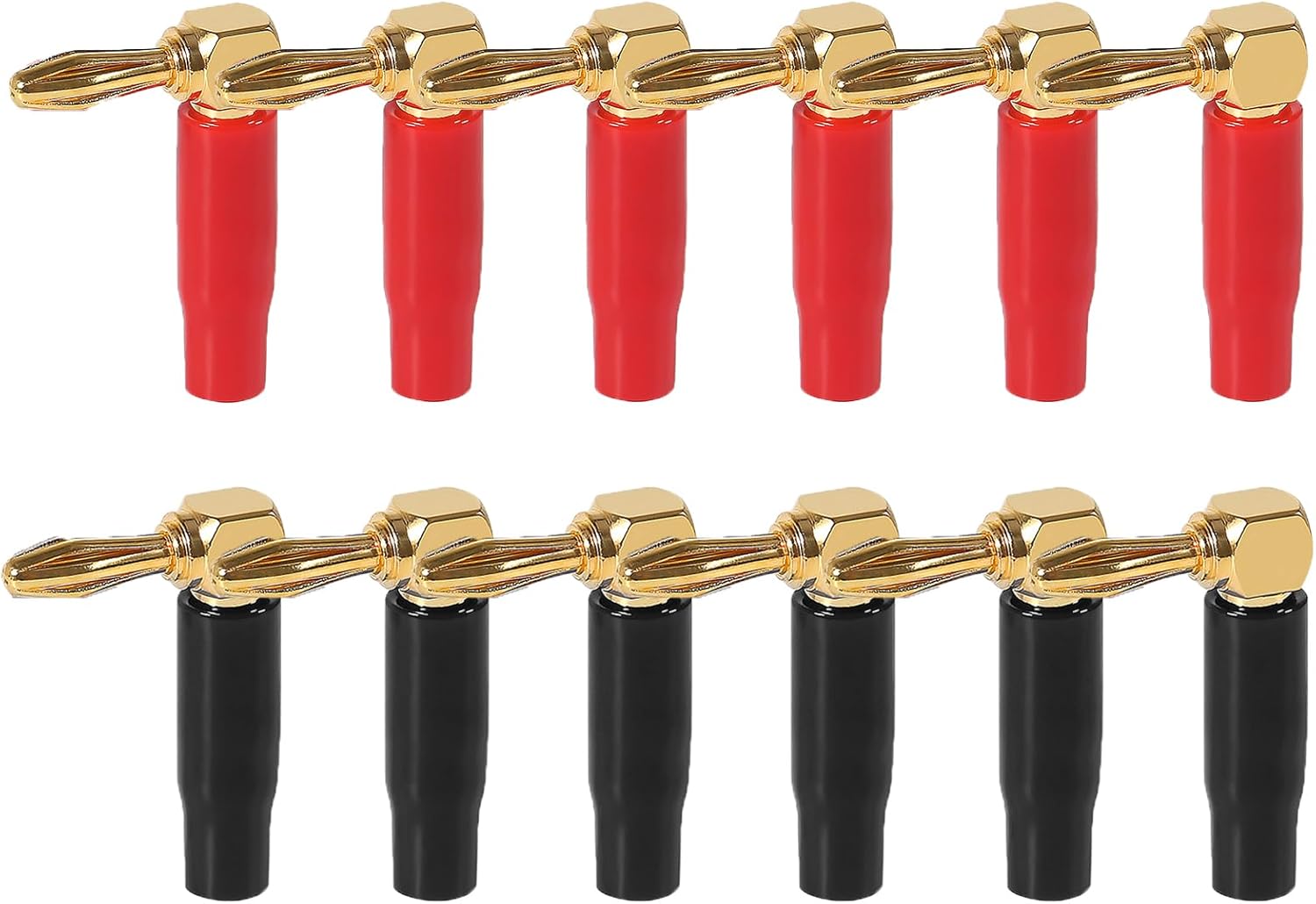6 Pairs 4mm Speaker Banana Plugs Right Angle 24k Gold Plated 90 Degree Speaker Banana Connector(6 Pairs/12 Pcs) - Image 11