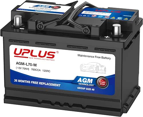 UPLUS BCI Group 48 Car Battery, AGM-L70-M Maintenance Free 12V