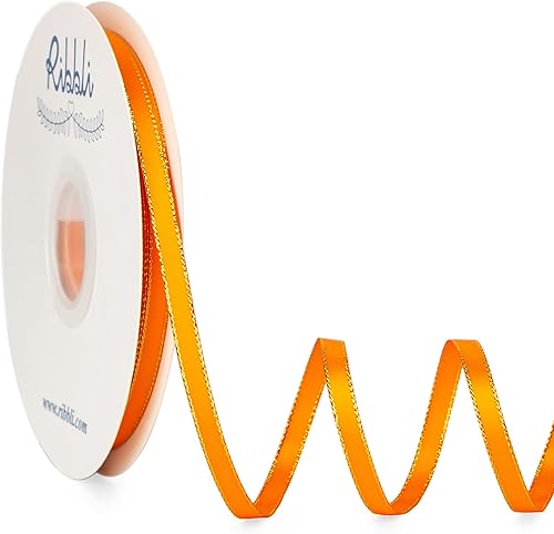 Miniatura 47 de Ribbli - Cinta de satén verde picea con borde dorado, satén de doble cara de 3/8 pulgadas x 50 yardas continuas, cinta verde para manualidades