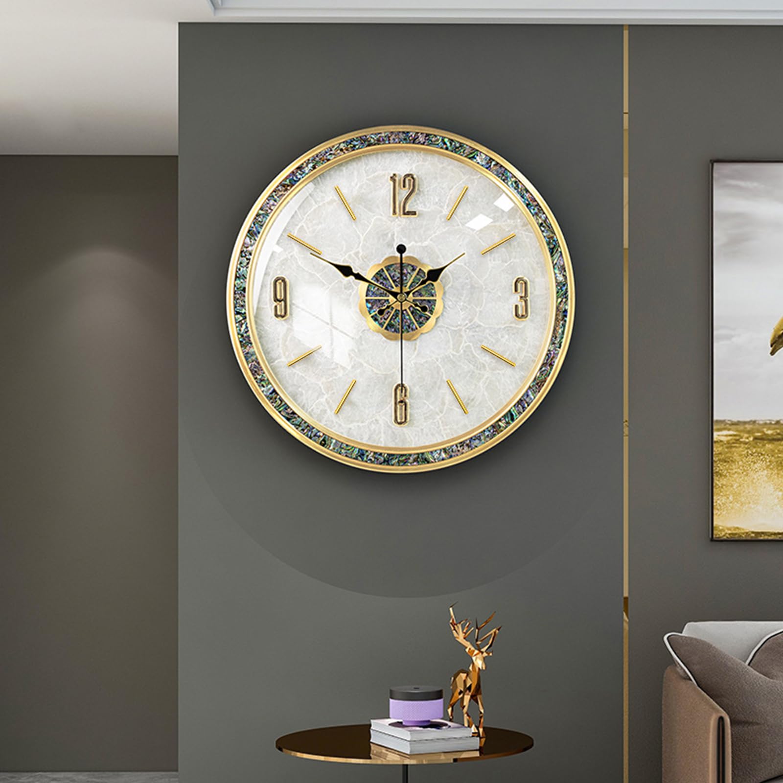 Ergocar Natürliche Muscheln Wanduhr, Kreative Stille Und Zickfreie Wanduhr, Geeignet Für Die Dekoration Von Wohnzimmern, Eingangshallen, Schlafzimmern Und Konferenzräumen