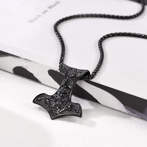 Miniatura 3 de U7 Collares de nudo celta, joyería vikinga nórdica de acero inoxidable, martillo de Thor, runas, triqueta mágica, nudo trinitario, colgante de cruz