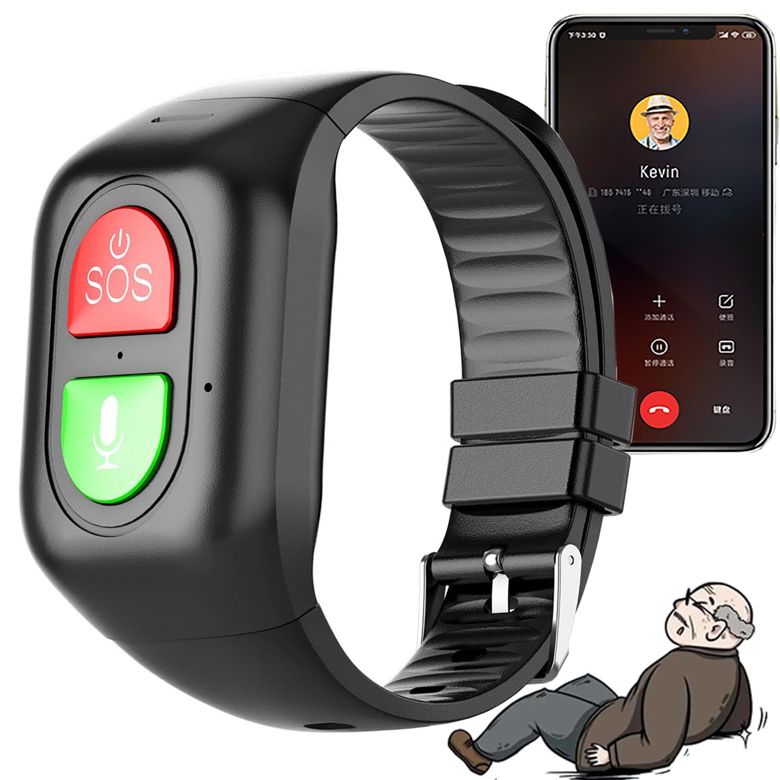 Orologio con rilevamento delle cadute con risposta SOS, smartwatch con funzione Dual Talk 4G, monitoraggio GPS, monitoraggio app in tempo reale, monitoraggio della salute per anziani e bambini