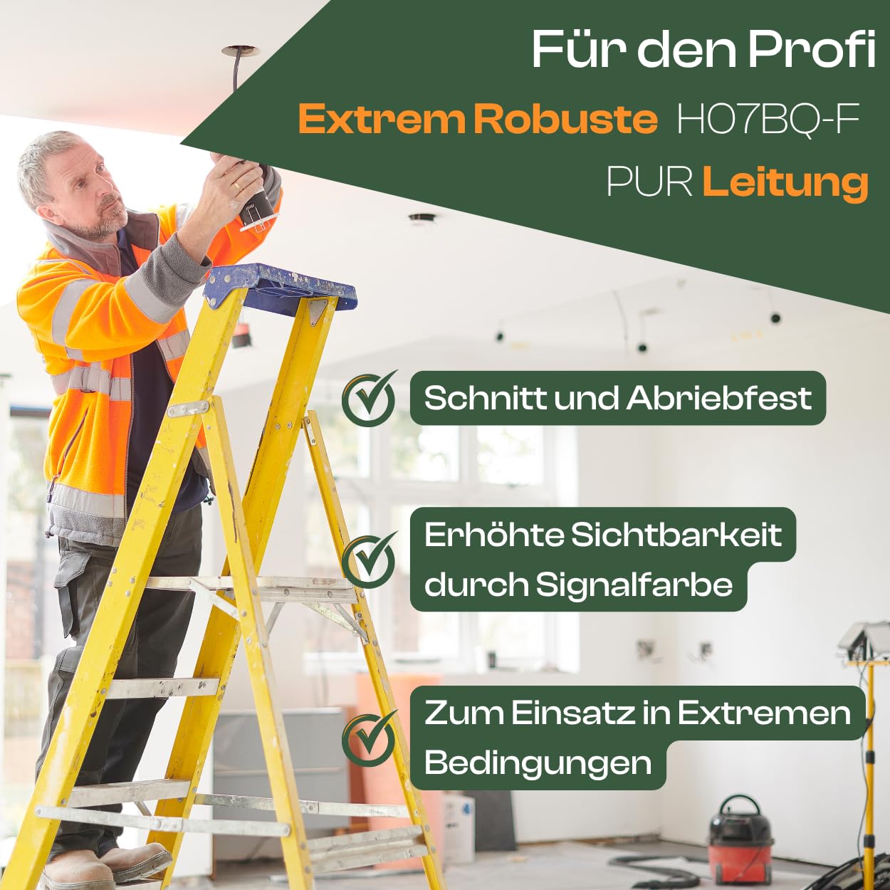 CEE Starkstromkabel Verlängerungskabel 16A 400V Pur-Leitung H07BQ-F 5g1,5 Außen 15m