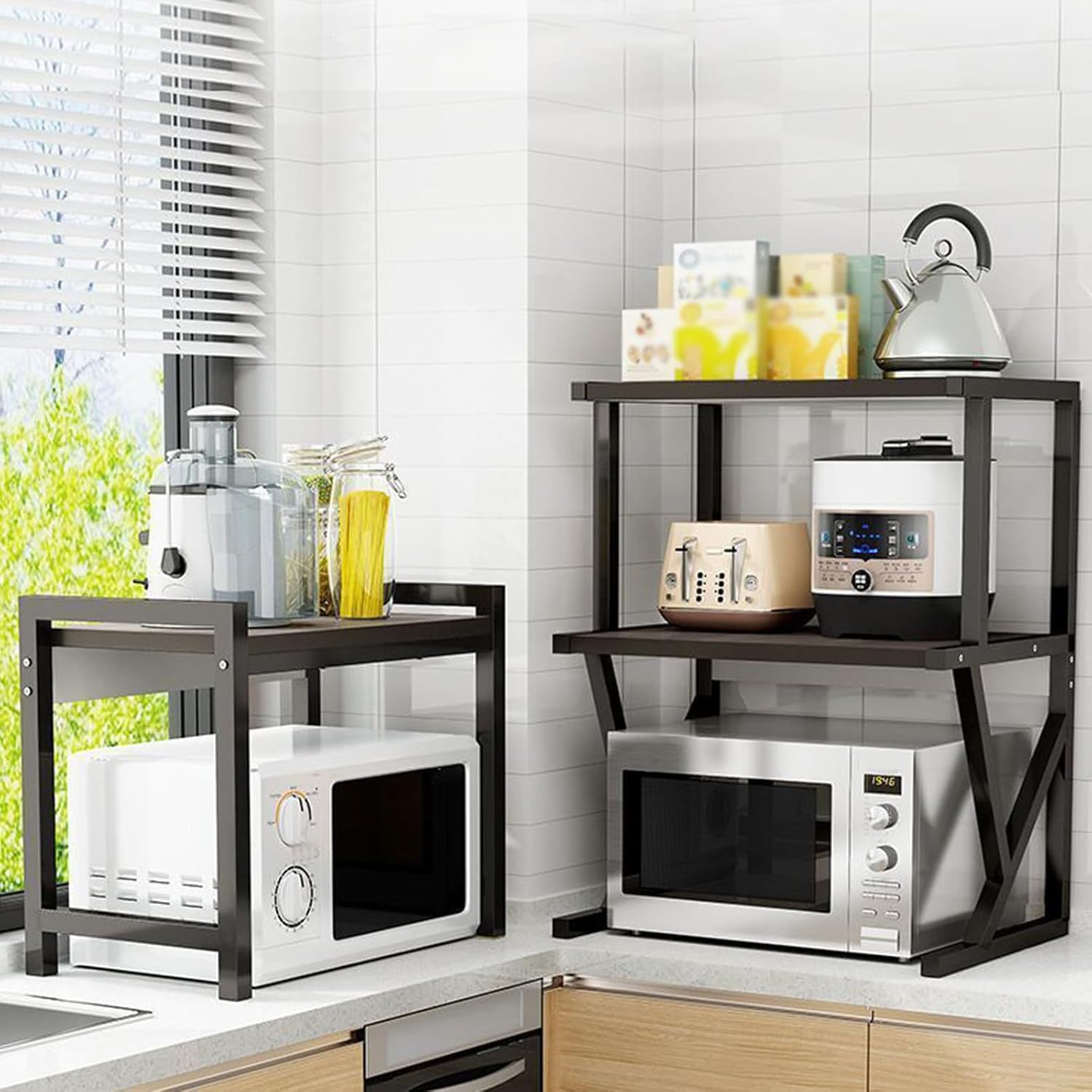 Mikrowellen-Regal, Küchenarbeitsplattennizer, multifunktionaler Desktop-Druckerständer, platzsparende Aufbewahrungslösung für Zuhause und Büro, perfekt für Küchengeräte und Bürogeräte