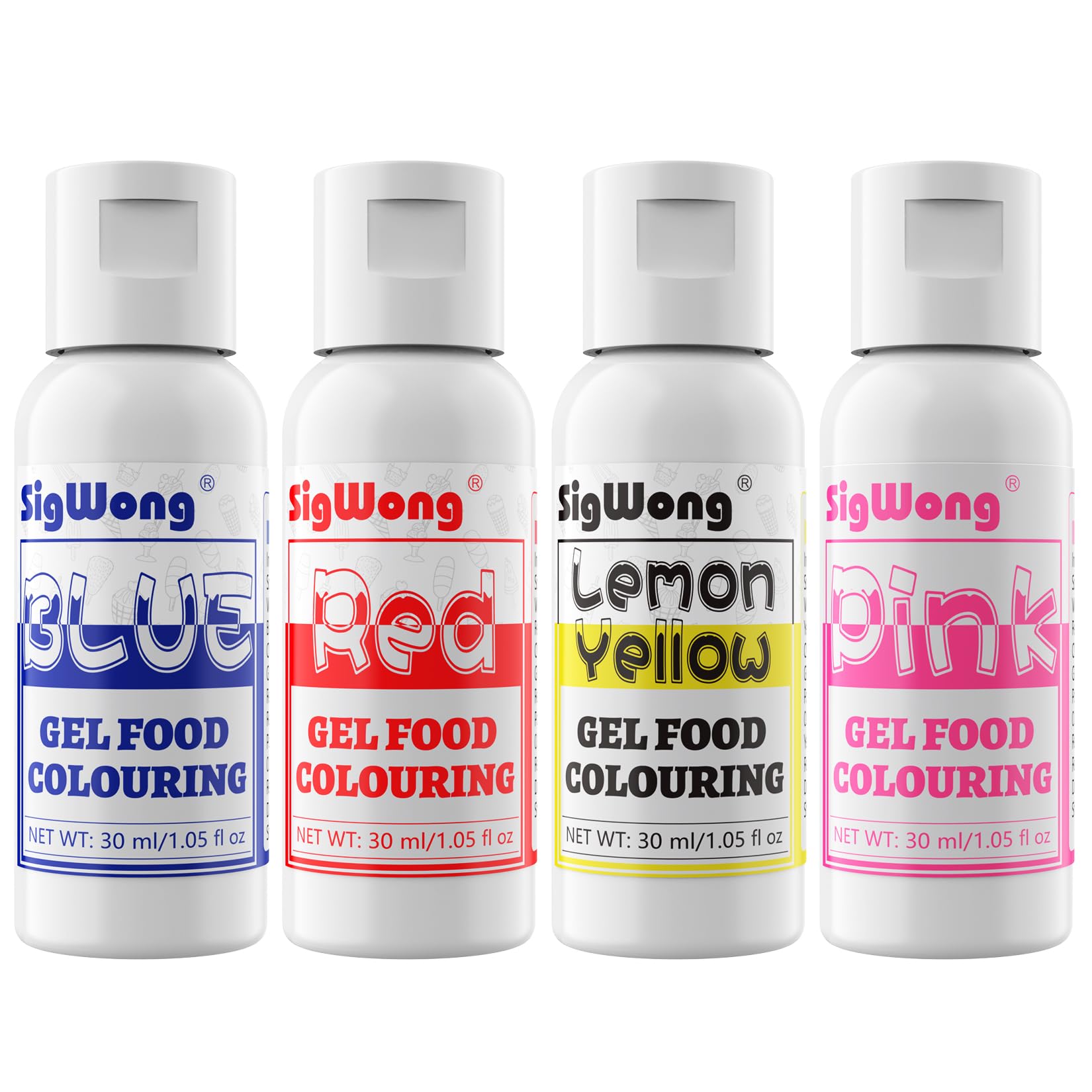 Gel Food Coloring Set - 4 Gel Vibrant Colors Concentrates for Soft Drinks, Baking, Cake Decorating, Candy Making