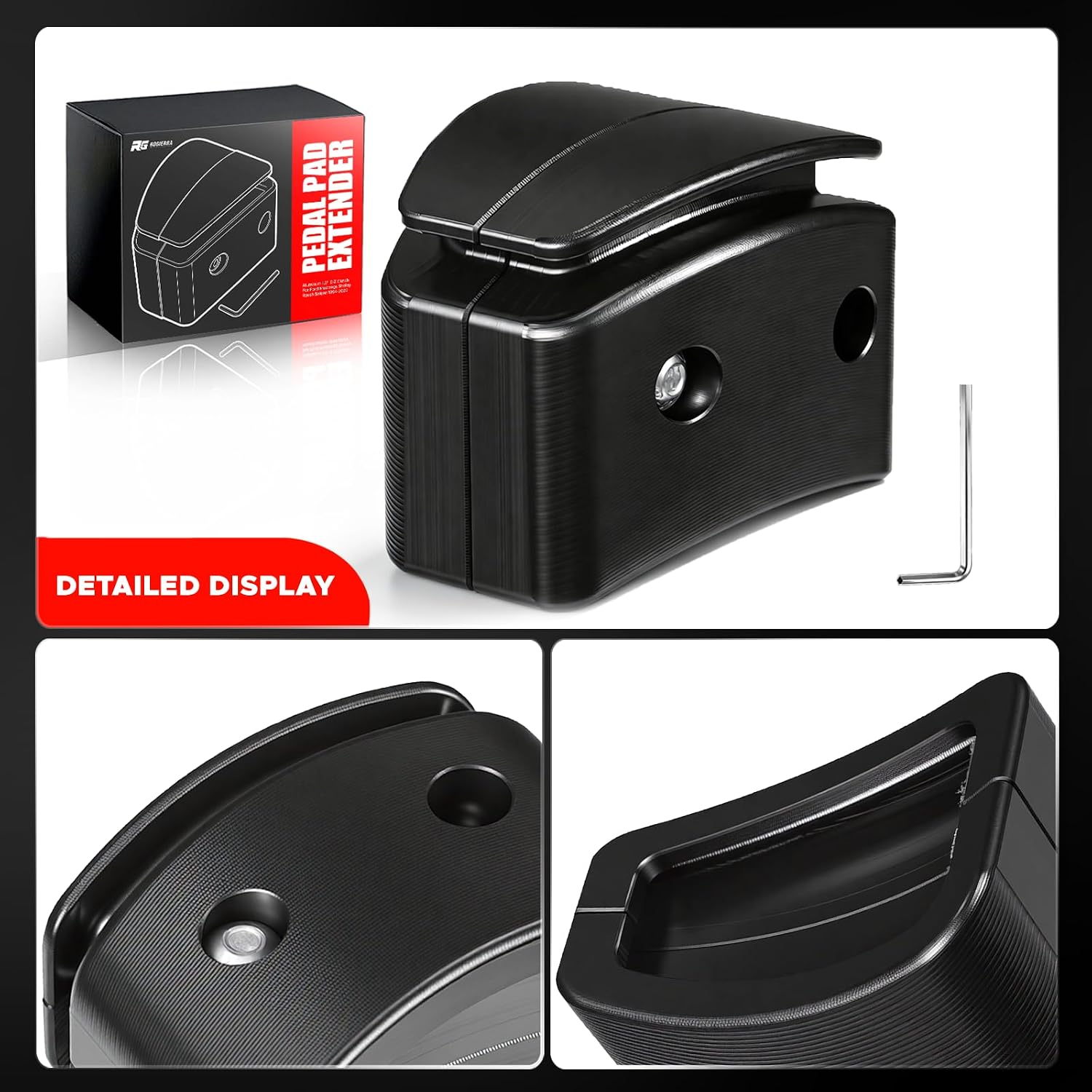 Rogierra Pedal Pad Extender 1.5" E-Z Clutch Pedal Extension for Ford Mustangs, Clutch Pedal Extension for Shelby Roush Saleen 1994-2023