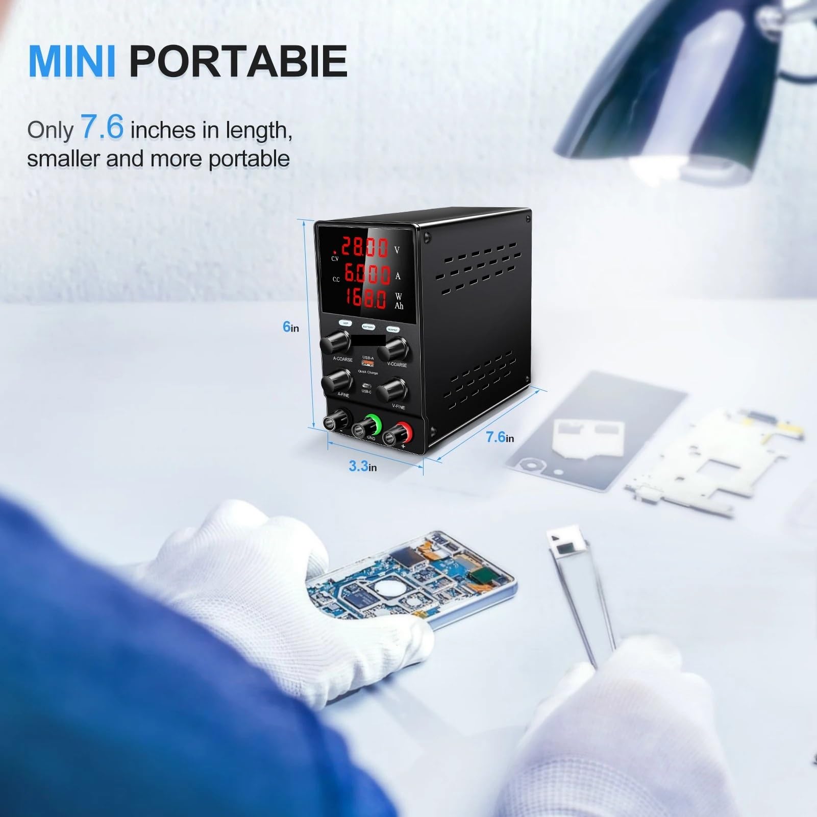 Alimentation Laboratoire, Alimentation CC stabilisée 10 A for laboratoire, réglable, avec chargeur de batterie OCP(SPS605S)