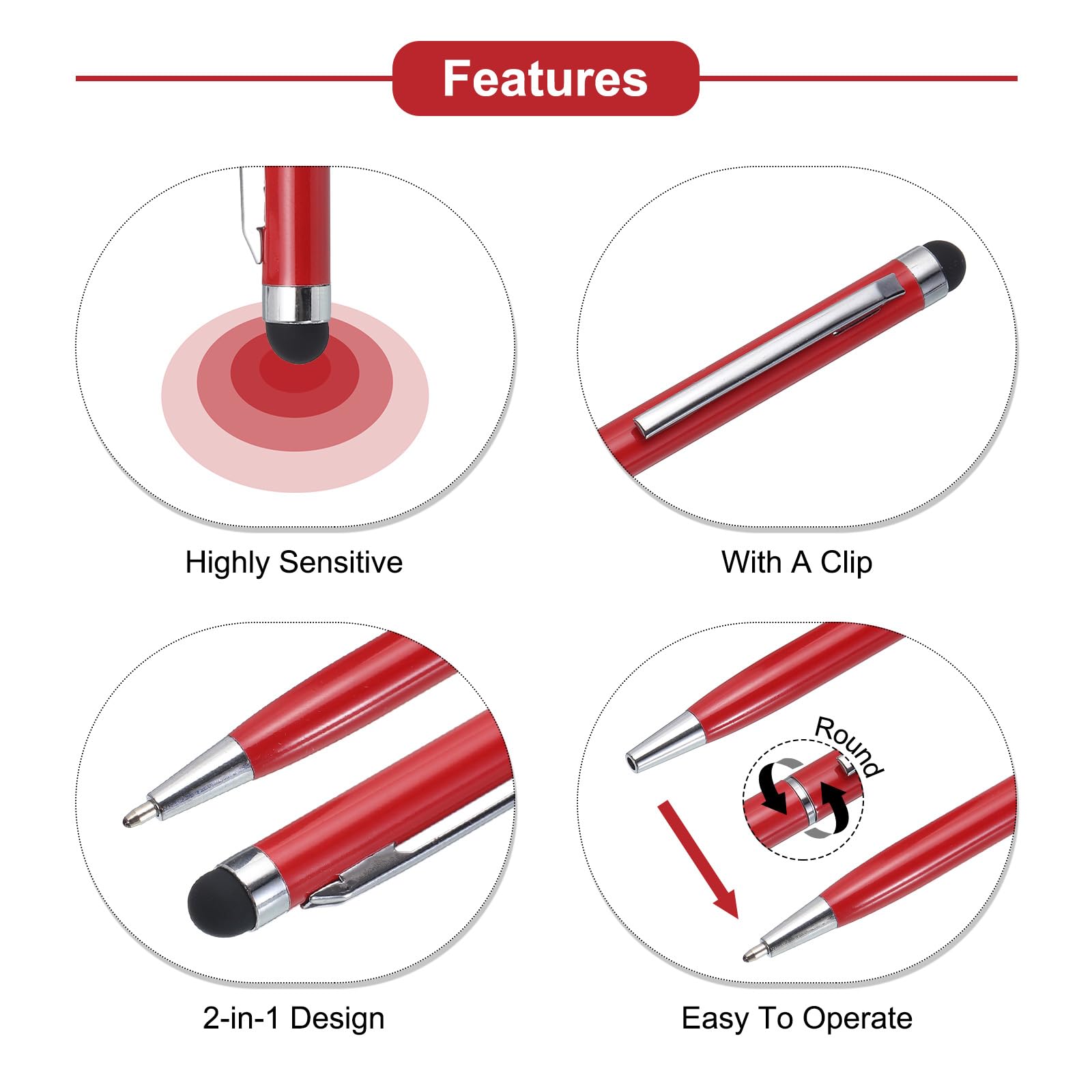 StylusHome Lot De 6 Stylets Capacitifs Pour écrans Tactiles Avec 6 Embouts Remplaçables Pour IPad, IPhone, Tablettes, Tous Les Appareils Tactiles Universels